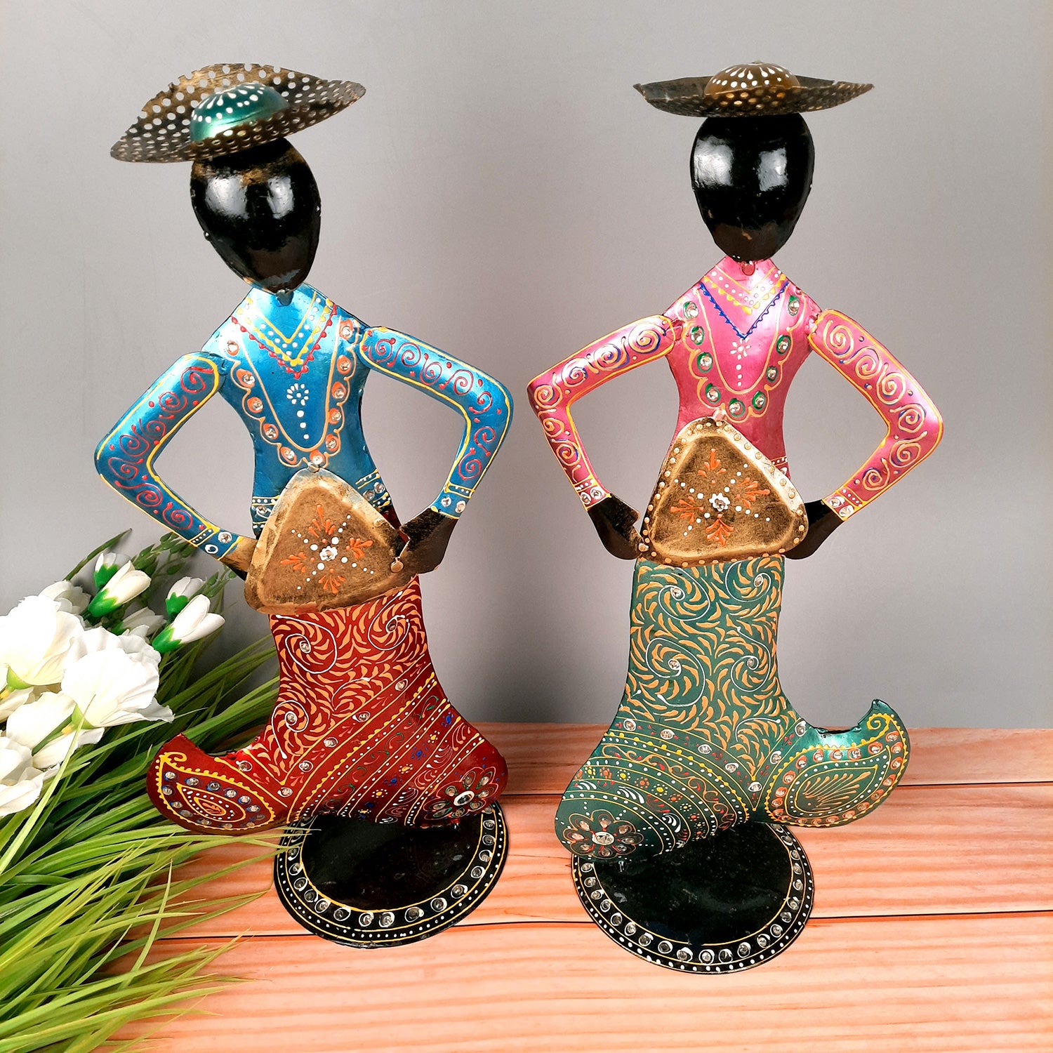 Mermaid Showpiece Set | Handicraft Figurines - For Home, Table, Living Room, Bedroom & TV Unit Decor | Show Pieces For Gifts - 18 Inch (Set of 2) - Apkamart