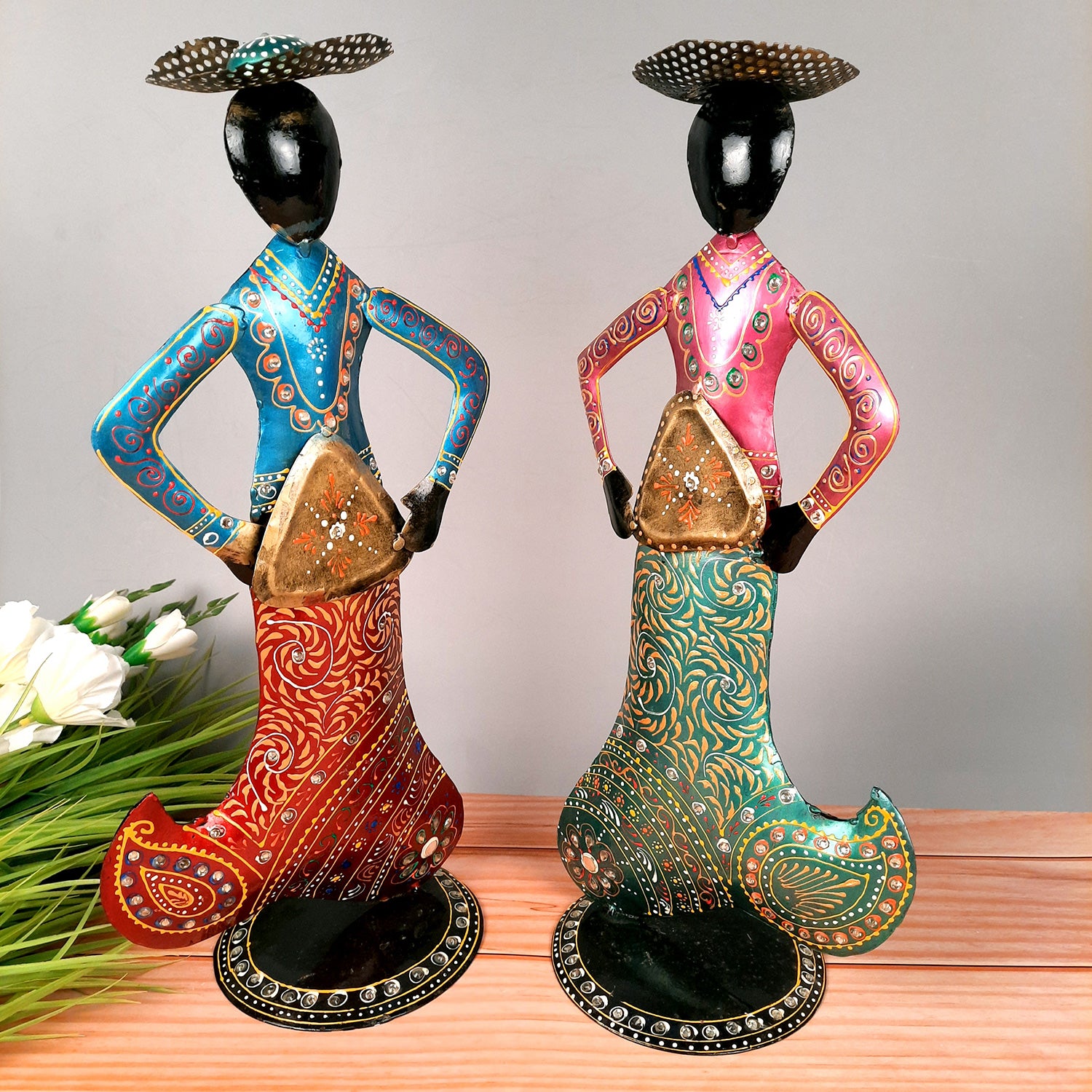 Mermaid Showpiece Set | Handicraft Figurines - For Home, Table, Living Room, Bedroom & TV Unit Decor | Show Pieces For Gifts - 18 Inch (Set of 2) - Apkamart