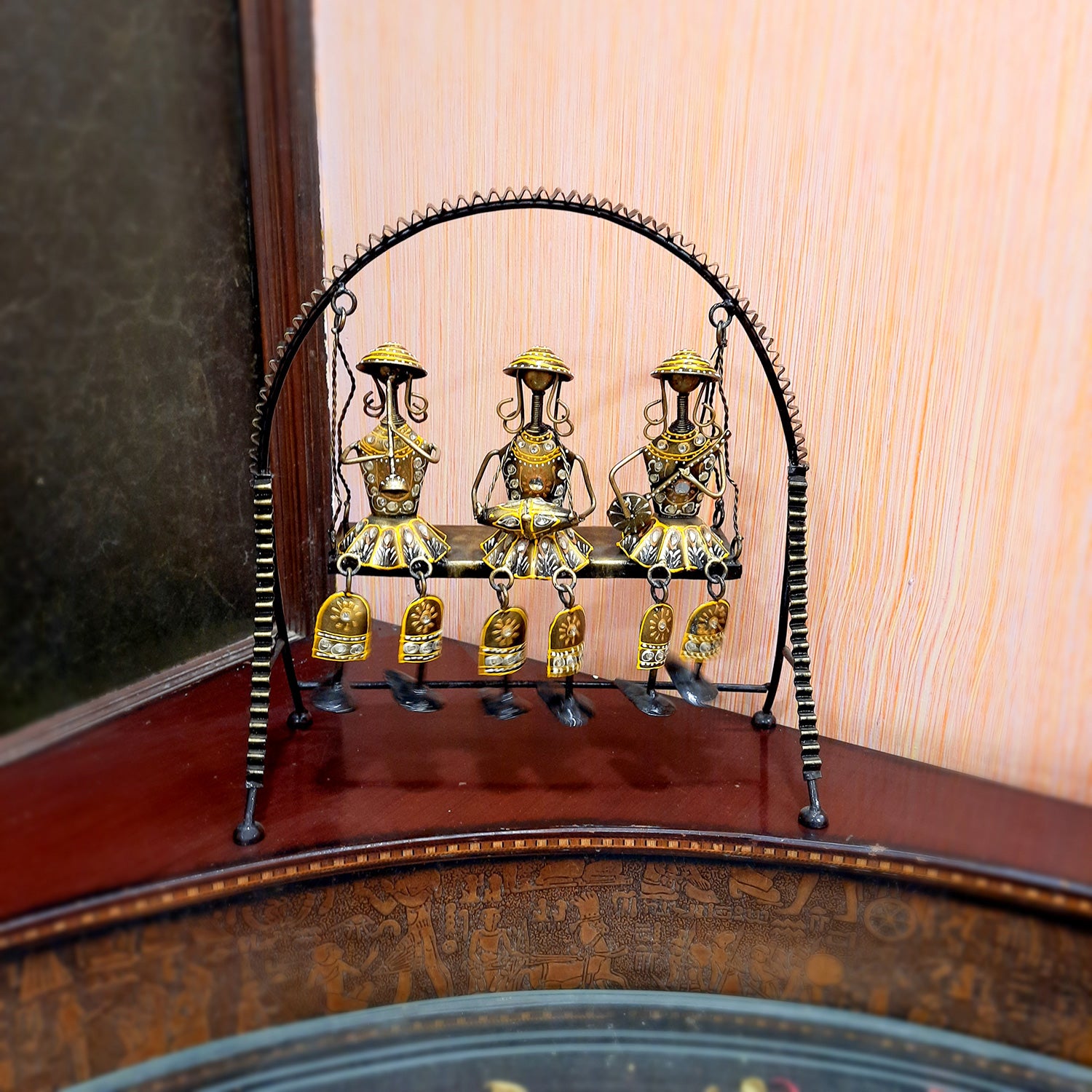 Musician Showpiece Sitting On Swing Design | Decorative Figurines With Hanging Legs - for Home, Bedroom, Living Room, Office Desk & Table Decor | Gifts For Wedding, Housewarming & Festivals - 15 Inch - Apkamart