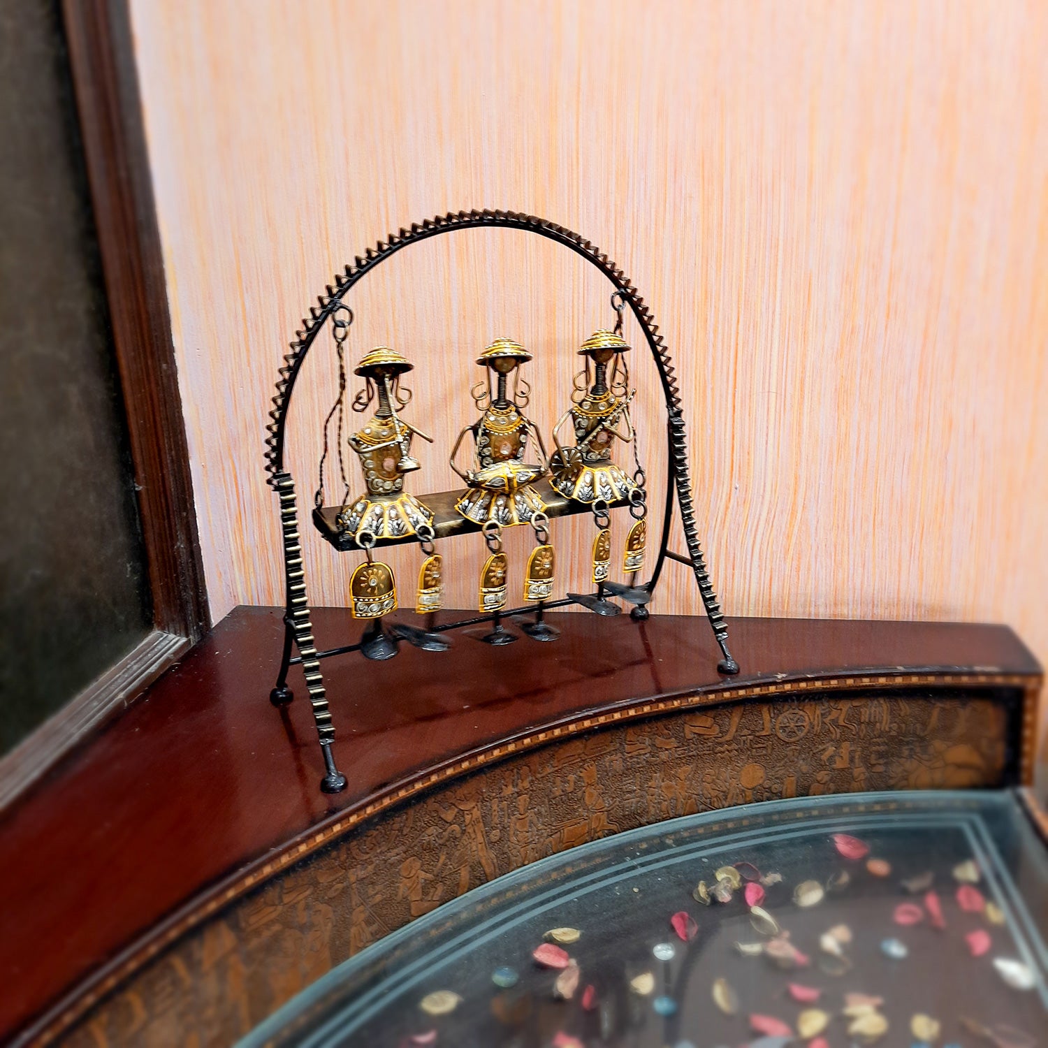 Musician Showpiece Sitting On Swing Design | Decorative Figurines With Hanging Legs - for Home, Bedroom, Living Room, Office Desk & Table Decor | Gifts For Wedding, Housewarming & Festivals - 15 Inch - Apkamart