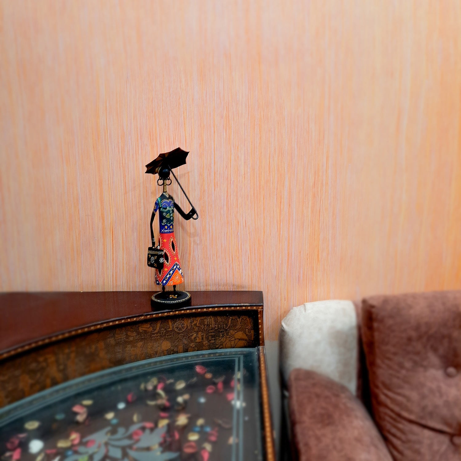 Girl Holding Umbrella Showpiece | Decorative Figurines - For Home, Table, Living Room & TV Unit| Show Piece For Office Desk Decor | Gifts For Her - 16 Inch - Apkamart