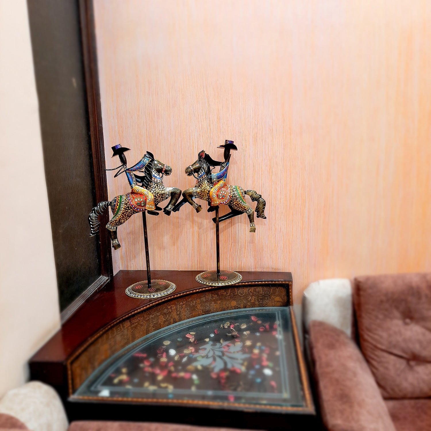 Showpiece - Cowboy Riding On Horse With Hunter Figurine | Decorative Big Show piece - for Home, Corner, Living Room, Office Desk & Table Decor | Gifts For Him - 16 Inch (Set of 2) - Apkamart