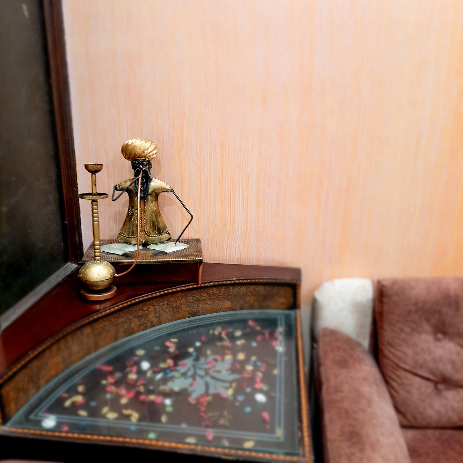 Showpiece - Village Man With Hukka Design | Decorative Big Figurine - for Home, Bedroom, Living Room, Office Desk & Bar Decor - 18 Inch - Apkamart