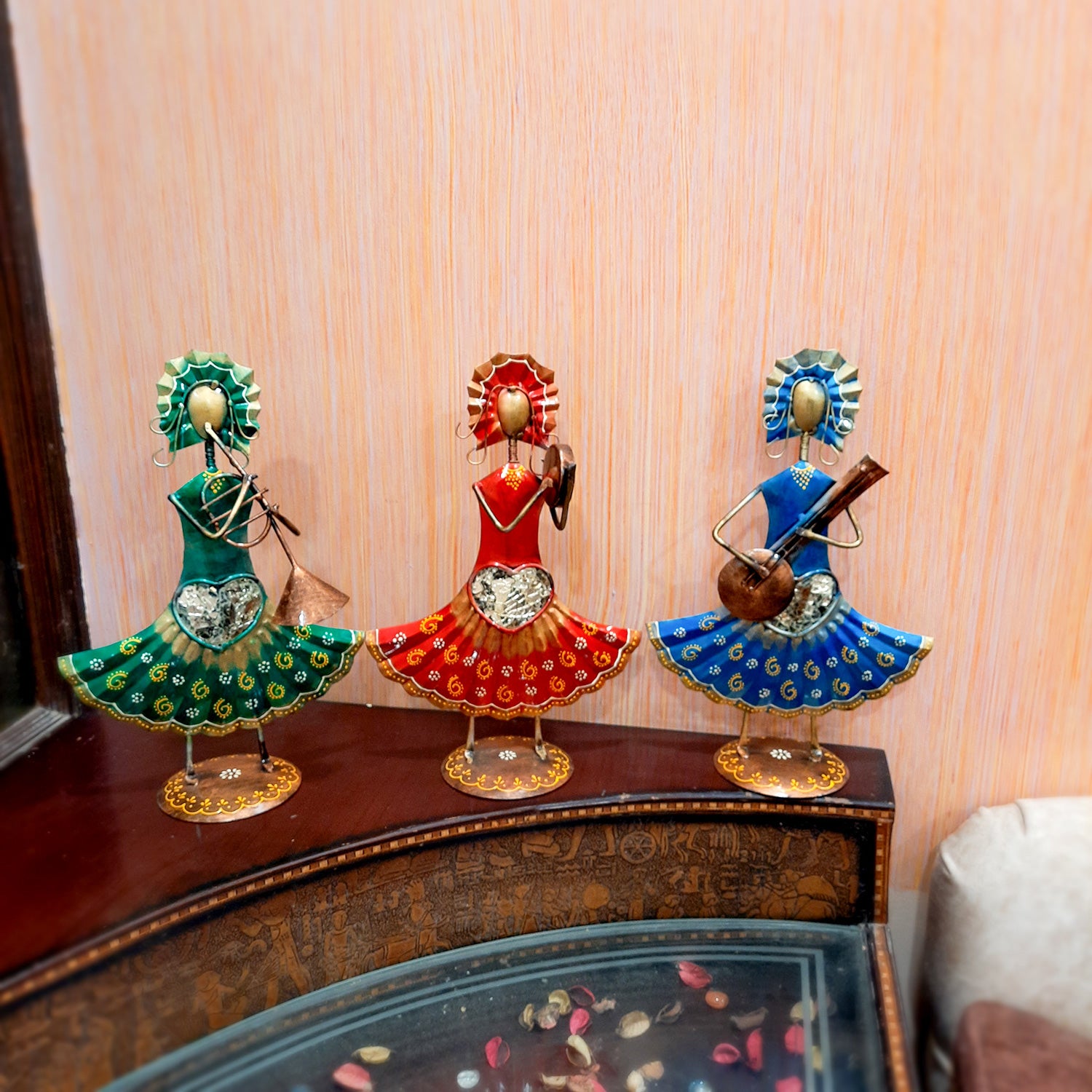 Musician Showpiece - Russian Musicians Playing Musical Instruments | Decorative Figurines - For Home, Table, Living Room, TV Unit, Bedroom Decor | Handicraft Gifts -14 Inch (Set of 3) - Apkamart