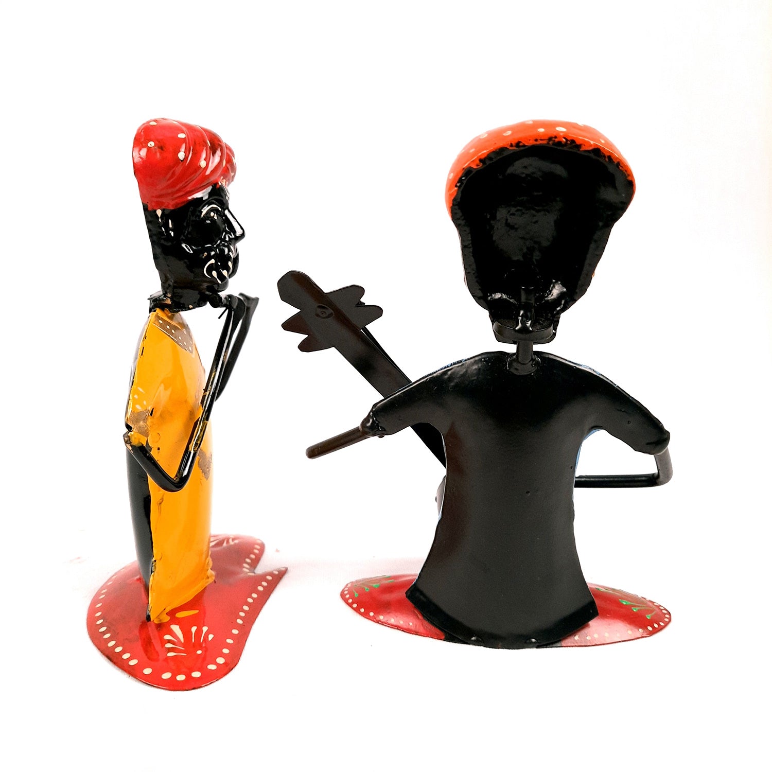 Rajasthani Musicians Figurines | Decorative Showpiece - for Home, Bedroom, Living Room, Office Desk & Table | Gifts For Wedding, Housewarming & Festivals - 7 Inch - Apkamart #Style_Pack of 2