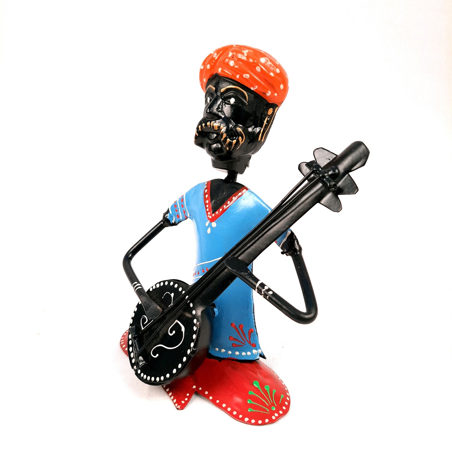 Rajasthani Musicians Figurines | Decorative Showpiece - for Home, Bedroom, Living Room, Office Desk & Table | Gifts For Wedding, Housewarming & Festivals - 7 Inch - Apkamart #Style_Pack of 2