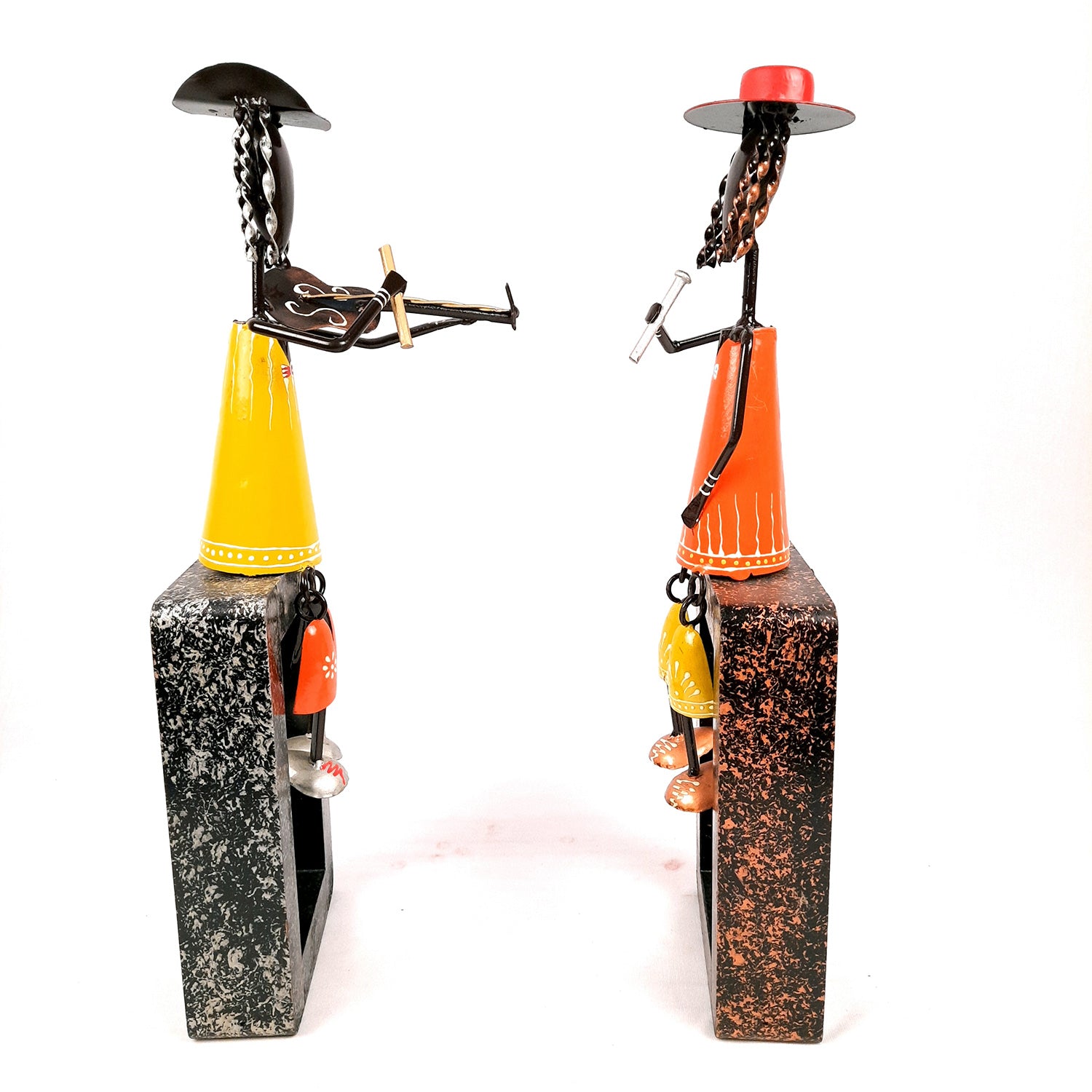 Musicians Showpiece Cum Wall Hanging | Decorative Figurines - for Home, Wall, Bedroom, Living Room Decor & Gifts - 16 Inch (Set of 2)
