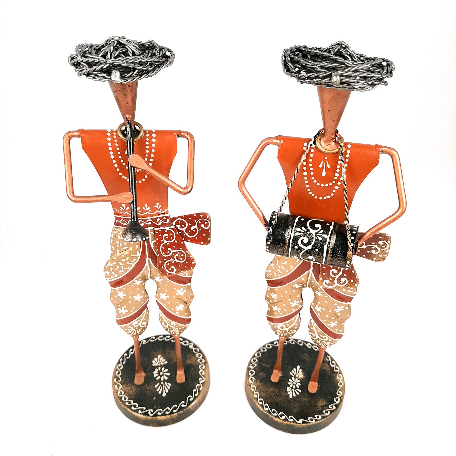 Musician Figurines - Musician Playing Dholak, Sitar & Shehnai - 14 Inch -Set of 3-Apkamart #style_Pack of 2