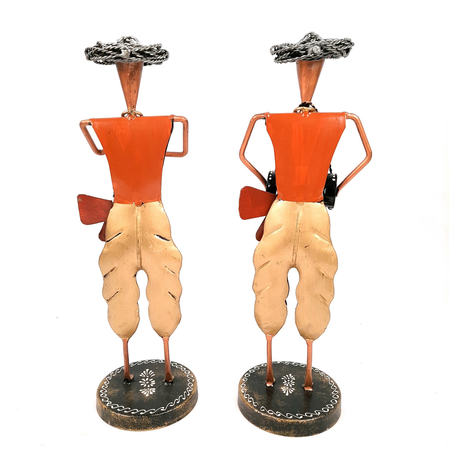 Musician Figurines - Musician Playing Dholak, Sitar & Shehnai - 14 Inch -Set of 3-Apkamart #style_Pack of 2