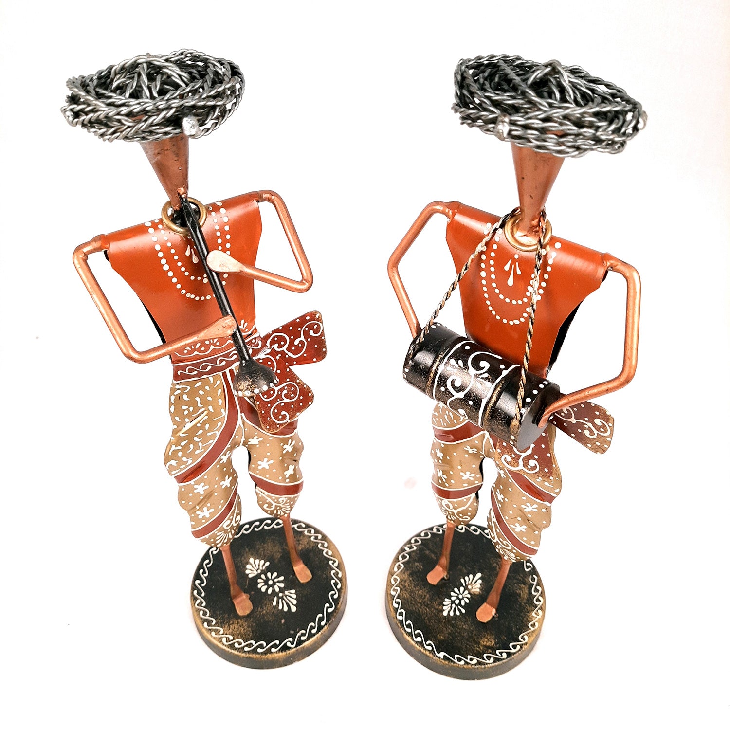 Musician Figurines - Musician Playing Dholak, Sitar & Shehnai - 14 Inch -Set of 3-Apkamart #style_Pack of 2
