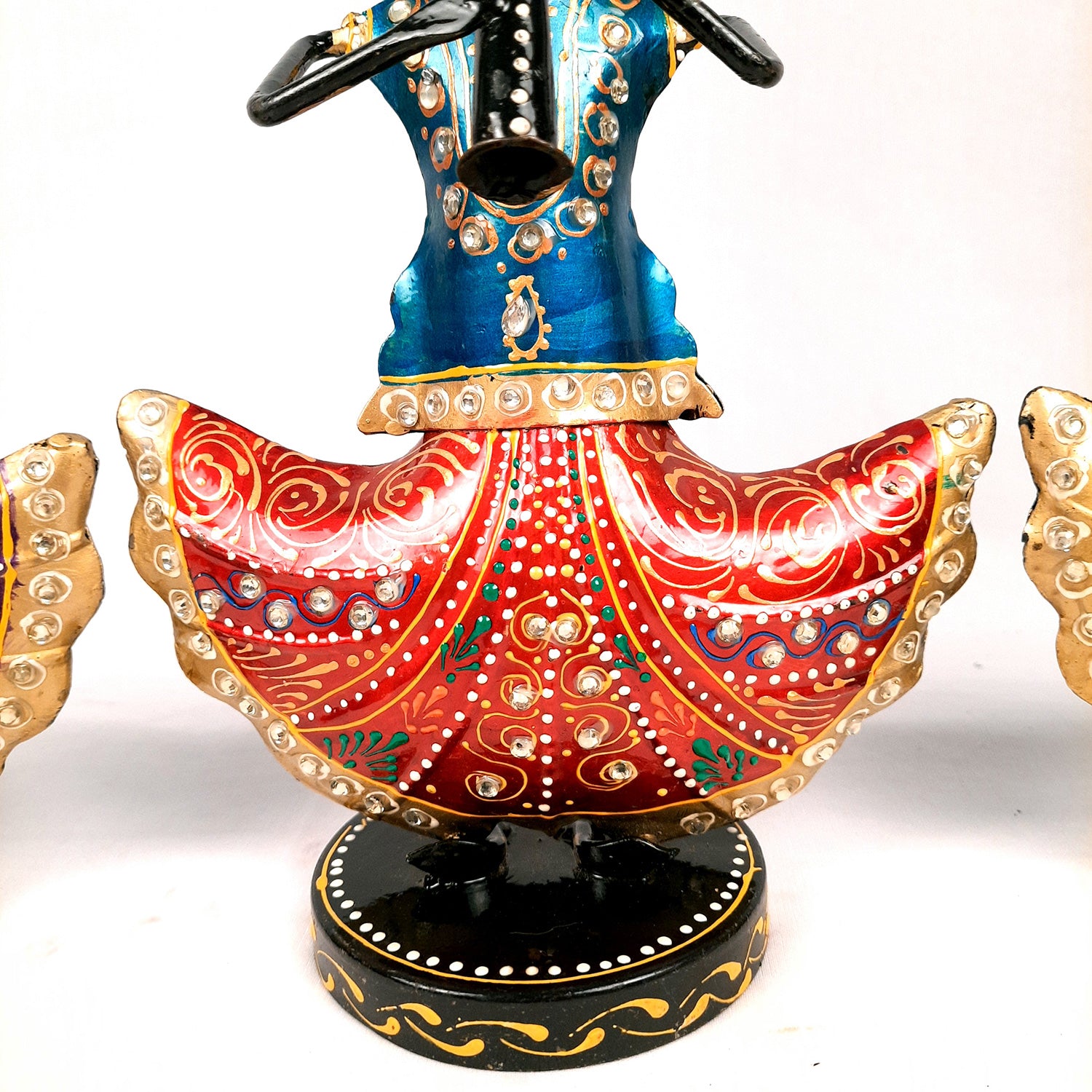 Showpiece Musician Set With Kundan Work | Decorative Figurine Playing Musical Instrument - For Home, Table, Living Room & TV Unit | Showpieces For Gifts - 12 Inch (Set of 3) - Apkamart