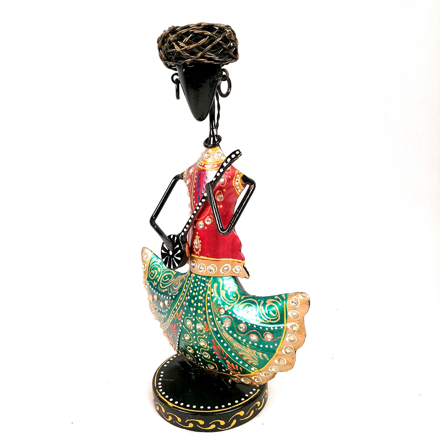 Showpiece Musician Set With Kundan Work | Decorative Figurine Playing Musical Instrument - For Home, Table, Living Room & TV Unit | Showpieces For Gifts - 12 Inch (Set of 3) - Apkamart