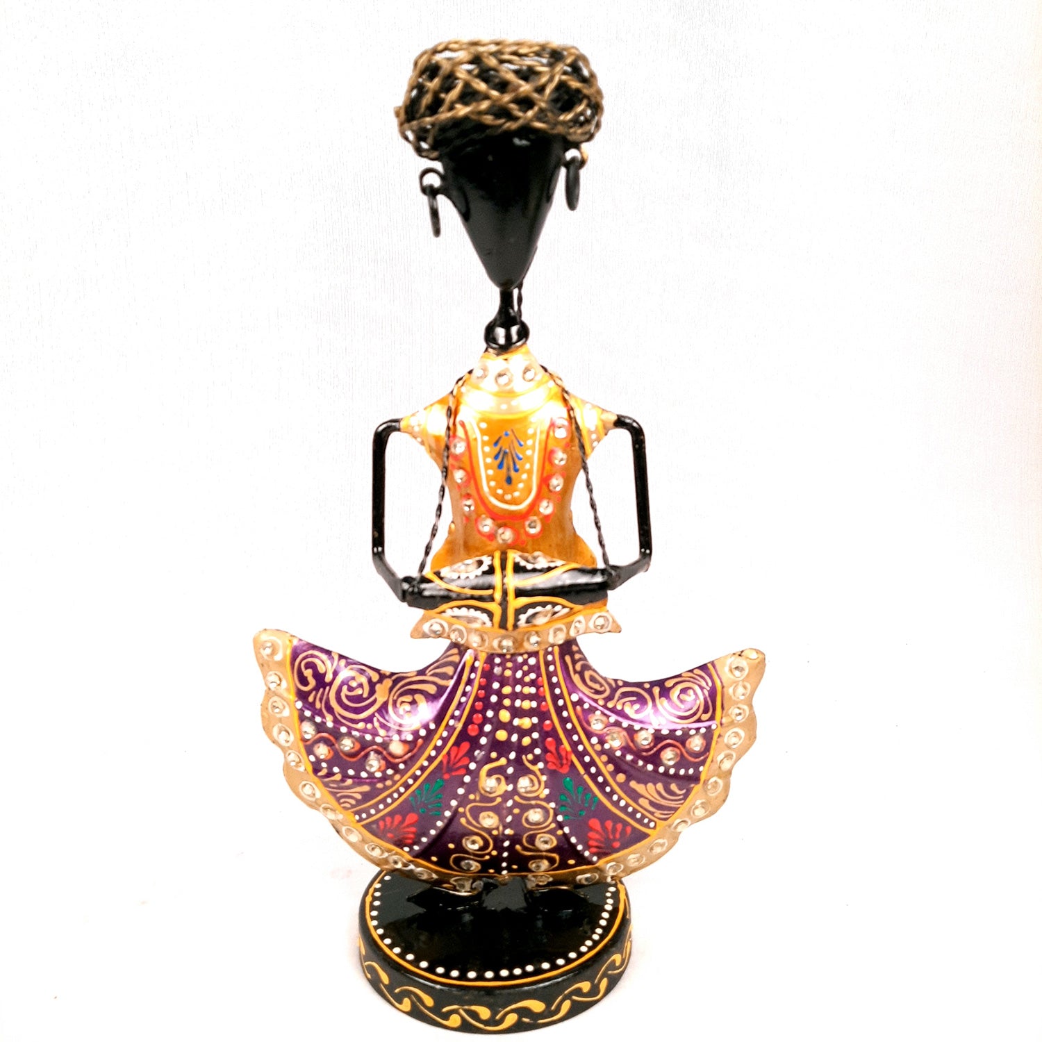 Showpiece Musician Set With Kundan Work | Decorative Figurine Playing Musical Instrument - For Home, Table, Living Room & TV Unit | Showpieces For Gifts - 12 Inch (Set of 3) - Apkamart