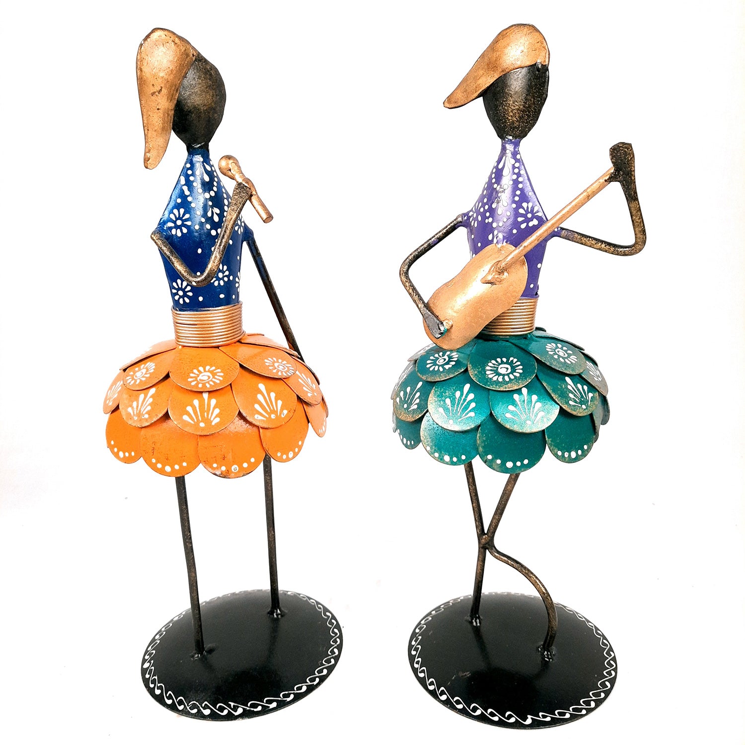 Showpiece Hawaiian Musicians Singing & Playing Guitar | Decorative Showpiece - for Home, Table, Living room, Shelf & Office Decor - 14 Inch (Set of 2) - Apkamart