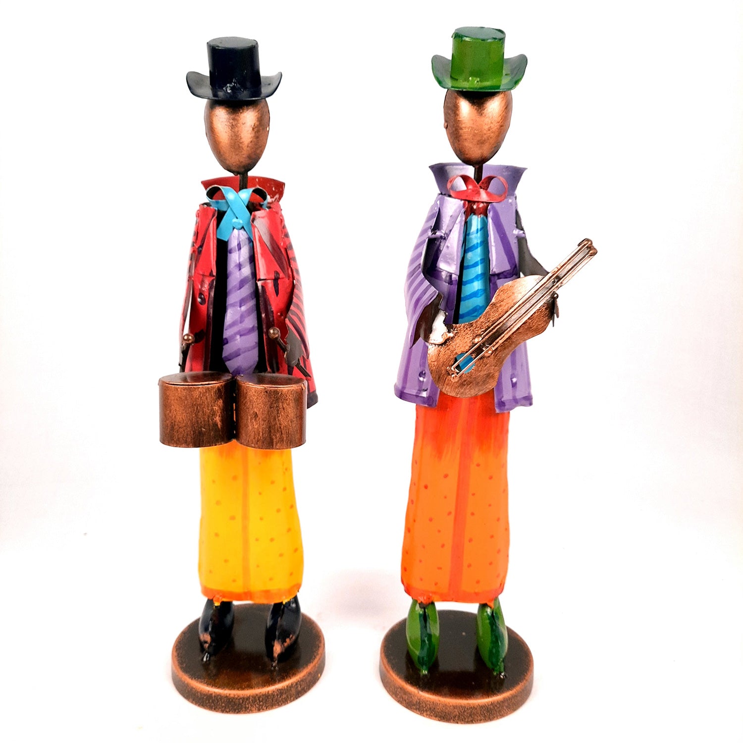Showpiece Set - Retro Theme Musician Playing Musical Instruments | Decorative Big Figurines - For Home, Table, Living Room & TV Unit Decor & Gifts - 16 Inch (Set of 2) - Apkamart