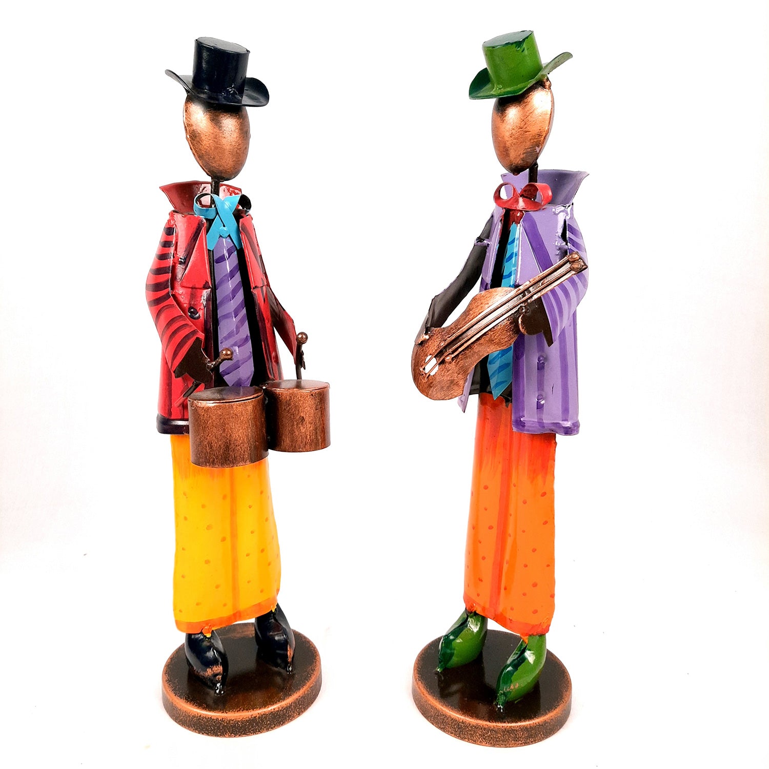Showpiece Set - Retro Theme Musician Playing Musical Instruments | Decorative Big Figurines - For Home, Table, Living Room & TV Unit Decor & Gifts - 16 Inch (Set of 2) - Apkamart