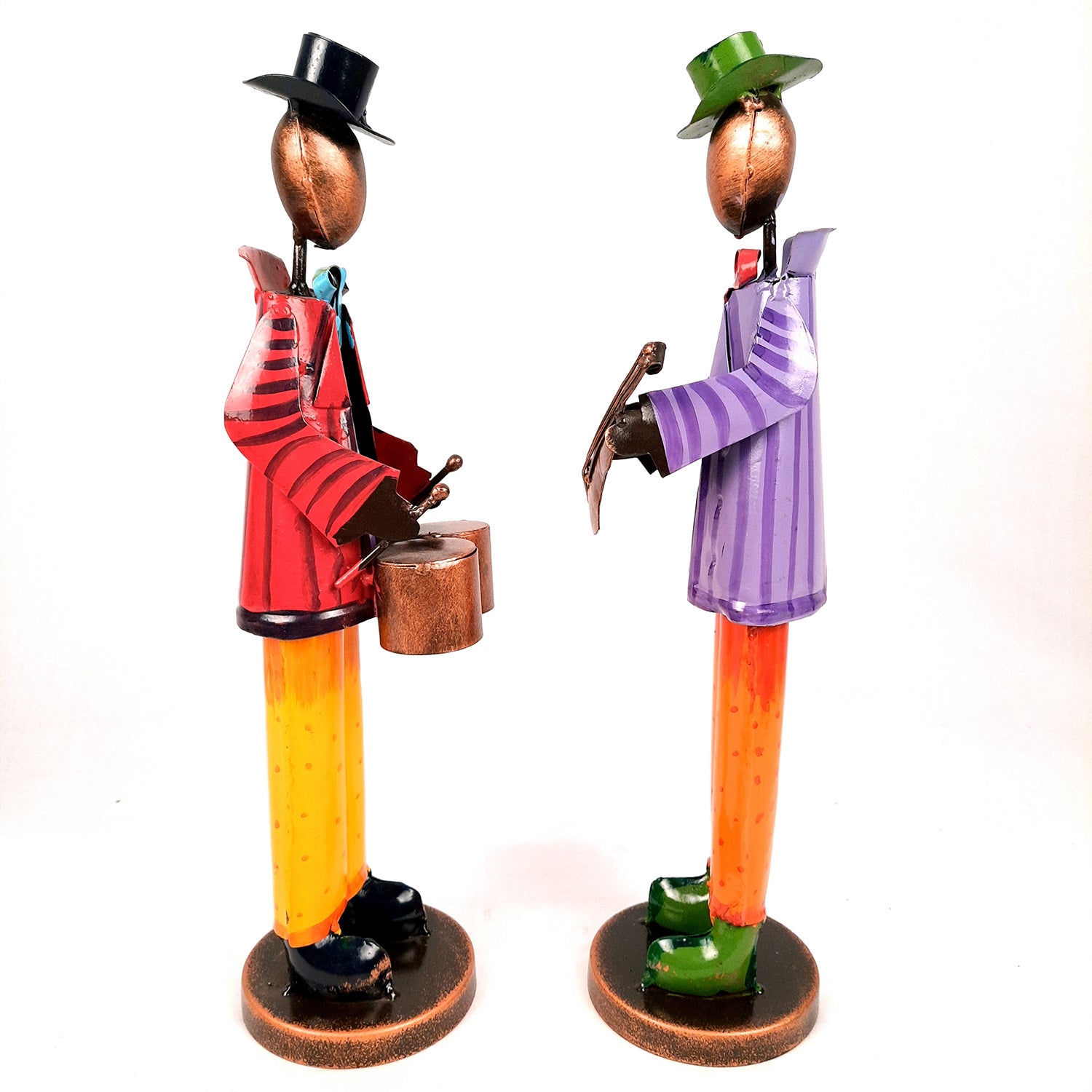 Showpiece Set - Retro Theme Musician Playing Musical Instruments | Decorative Big Figurines - For Home, Table, Living Room & TV Unit Decor & Gifts - 16 Inch (Set of 2) - Apkamart