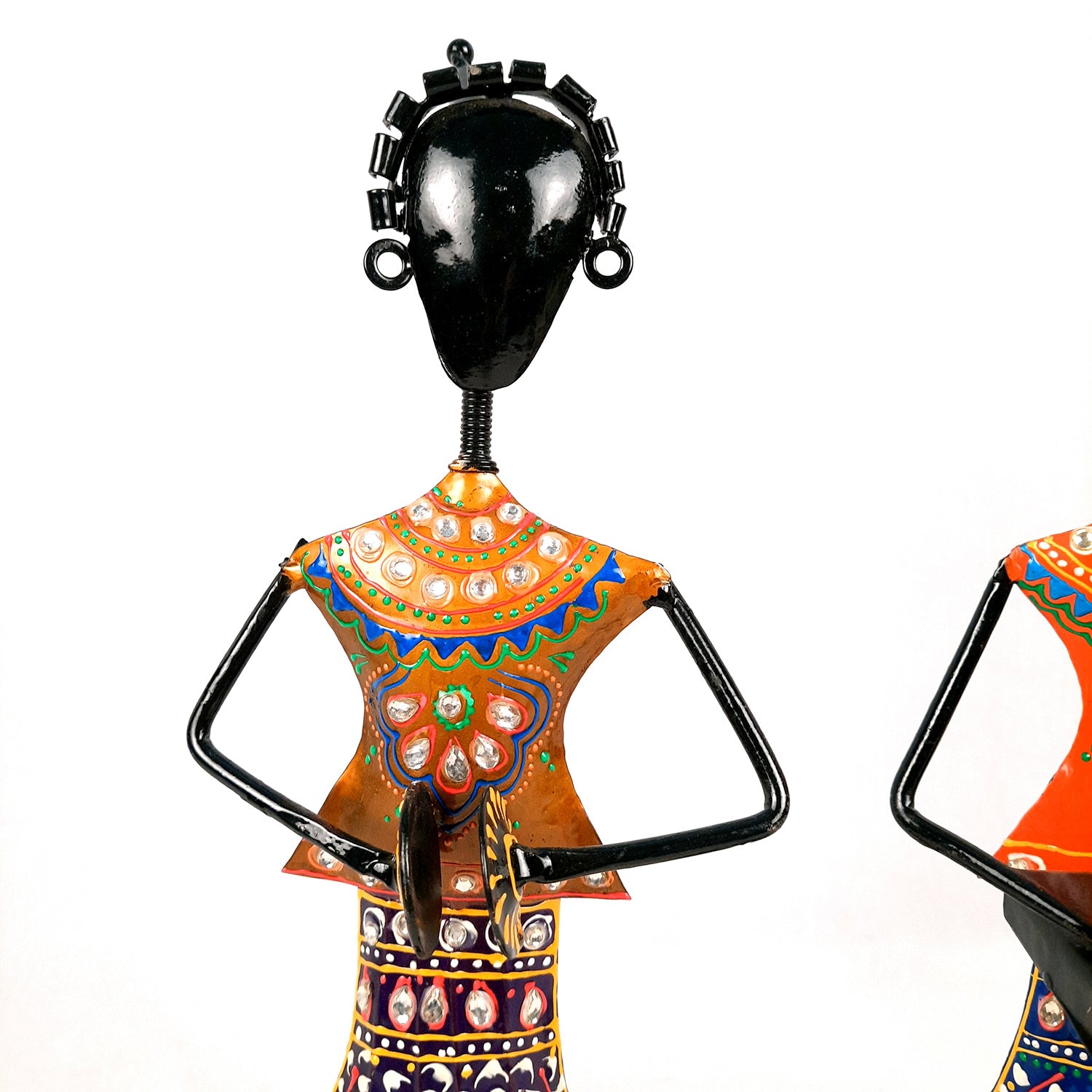 Showpiece Musician Girls Playing Musical Instruments | Decorative Figurines - For Home, Table, Living Room, TV Unit & Gifts - 16 Inch (Set of 2) - Apkamart