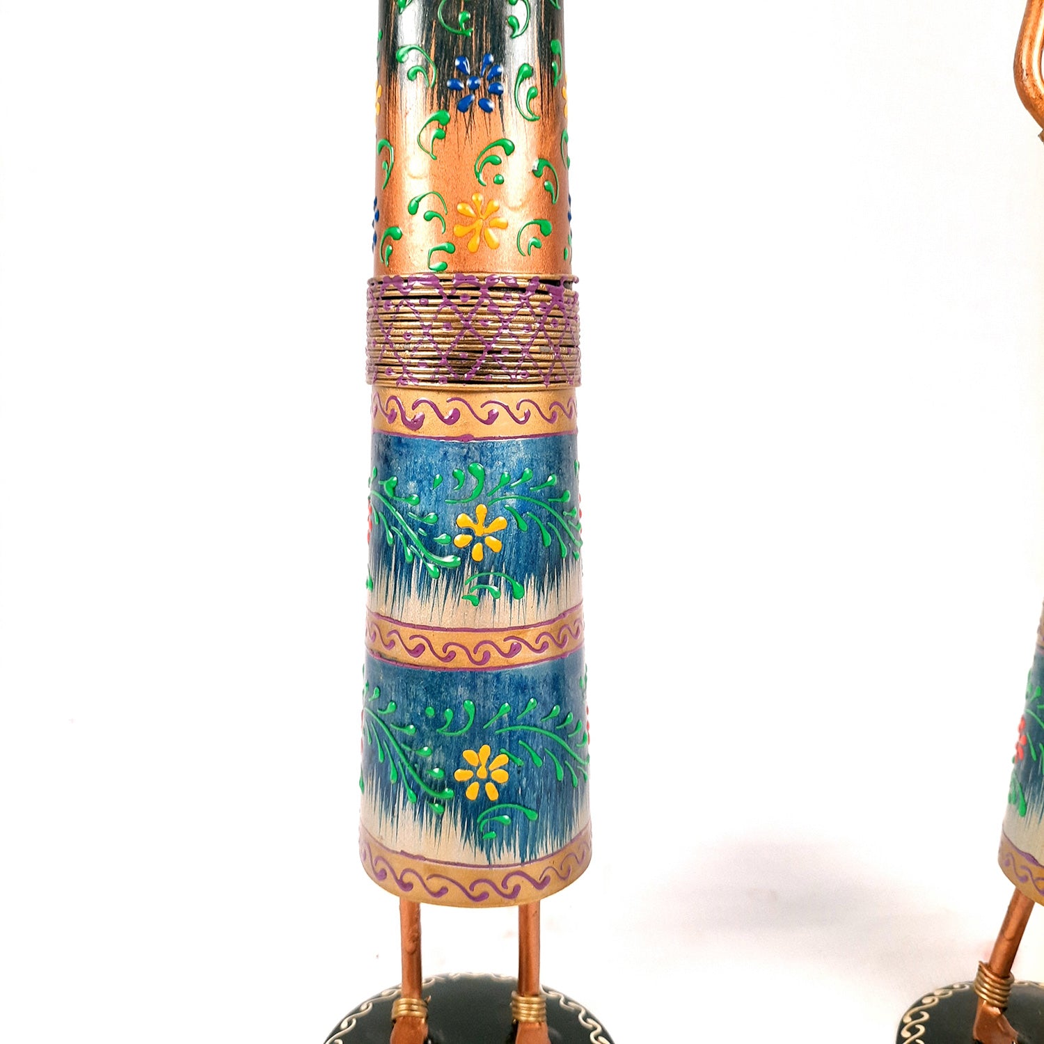 Showpiece Figurines Cum Tea Light Holders - Tribal Worker Design | Decorative Showpieces - for Home, Bedroom, Living Room, Office Desk, Table Decor & Gifts - 15 Inch (Set of 2) - Apkamart