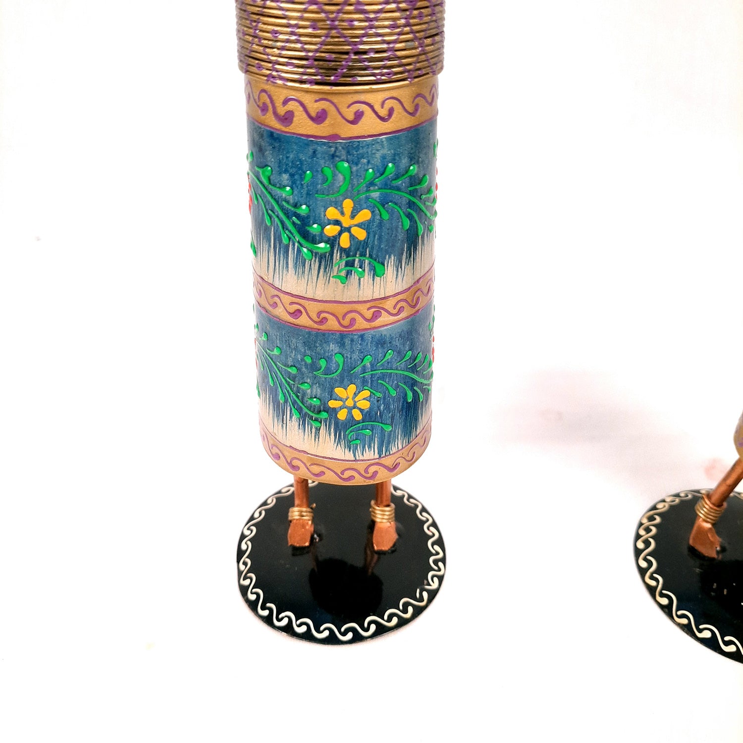 Showpiece Figurines Cum Tea Light Holders - Tribal Worker Design | Decorative Showpieces - for Home, Bedroom, Living Room, Office Desk, Table Decor & Gifts - 15 Inch (Set of 2) - Apkamart