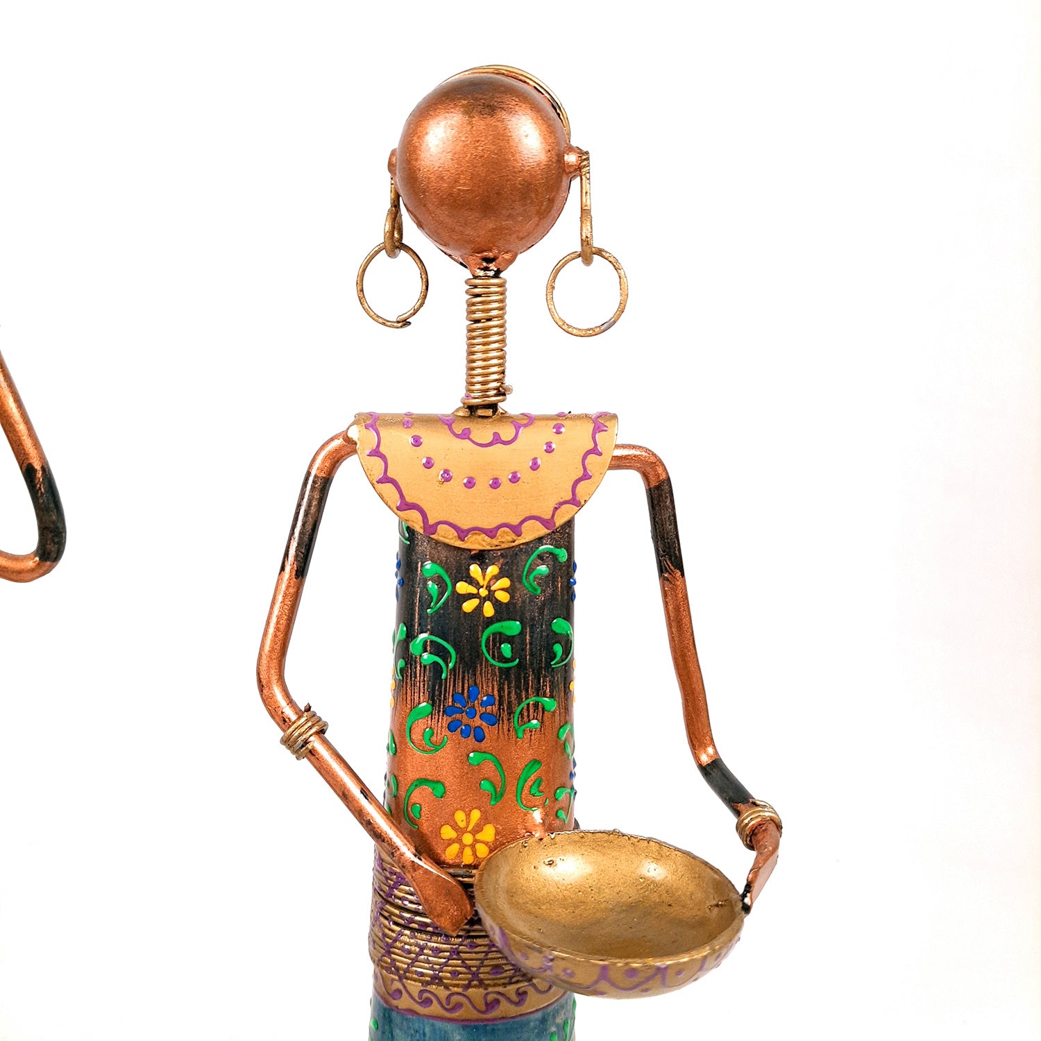 Showpiece Figurines Cum Tea Light Holders - Tribal Worker Design | Decorative Showpieces - for Home, Bedroom, Living Room, Office Desk, Table Decor & Gifts - 15 Inch (Set of 2) - Apkamart