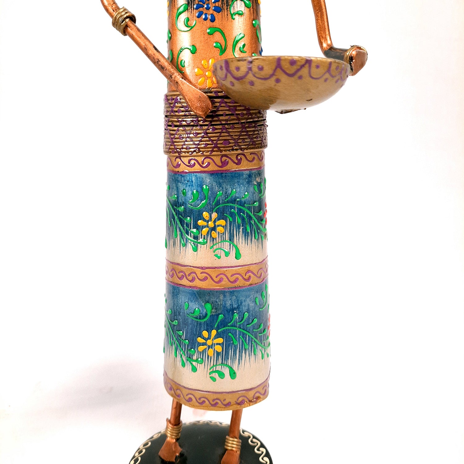 Showpiece Figurines Cum Tea Light Holders - Tribal Worker Design | Decorative Showpieces - for Home, Bedroom, Living Room, Office Desk, Table Decor & Gifts - 15 Inch (Set of 2) - Apkamart