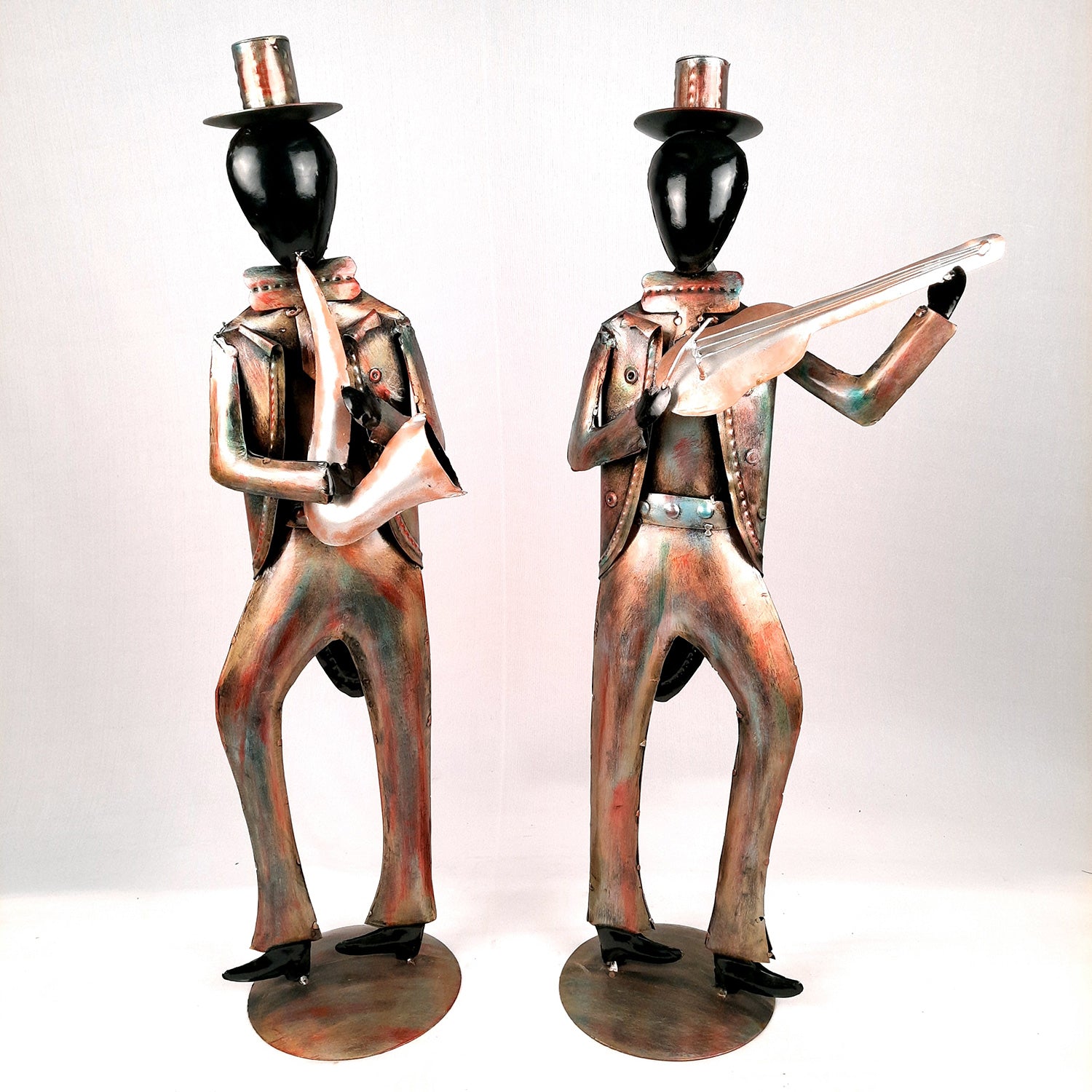 Showpiece Musician Playing Musical Instruments| Big Decorative Figurine - For Home, Corner Decor, Living Room, Bar, Restaurant Decoration & Gifts - 25 Inch (Set of 2)- Apkamart
