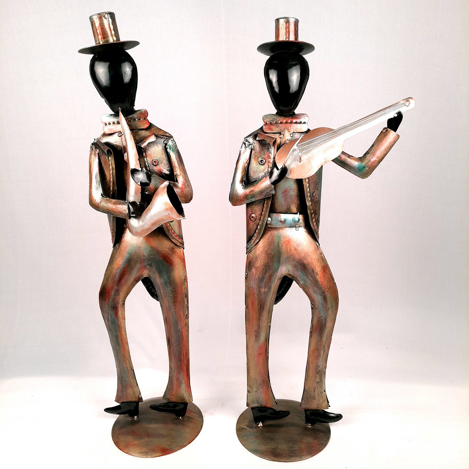 Showpiece Musician Playing Musical Instruments| Big Decorative Figurine - For Home, Corner Decor, Living Room, Bar, Restaurant Decoration & Gifts - 25 Inch (Set of 2)- Apkamart