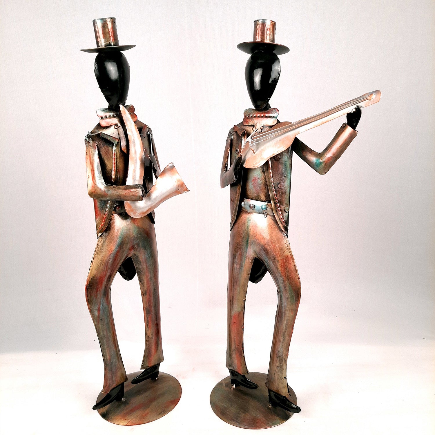 Showpiece Musician Playing Musical Instruments| Big Decorative Figurine - For Home, Corner Decor, Living Room, Bar, Restaurant Decoration & Gifts - 25 Inch (Set of 2)- Apkamart