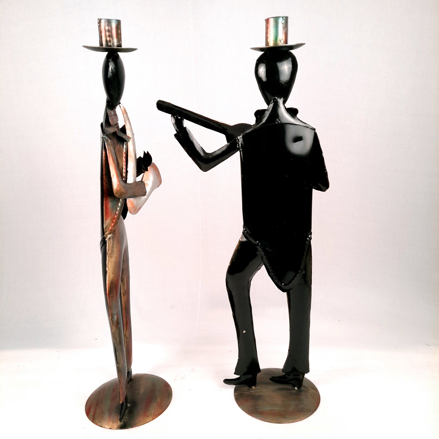 Showpiece Musician Playing Musical Instruments| Big Decorative Figurine - For Home, Corner Decor, Living Room, Bar, Restaurant Decoration & Gifts - 25 Inch (Set of 2)- Apkamart