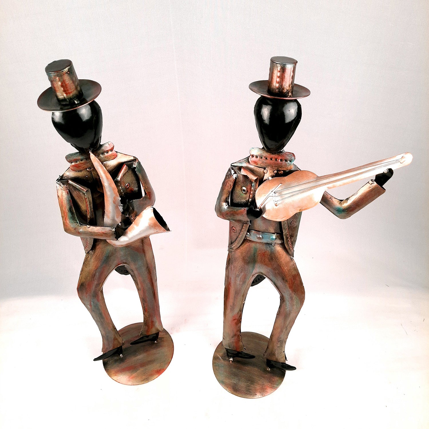 Showpiece Musician Playing Musical Instruments| Big Decorative Figurine - For Home, Corner Decor, Living Room, Bar, Restaurant Decoration & Gifts - 25 Inch (Set of 2)- Apkamart
