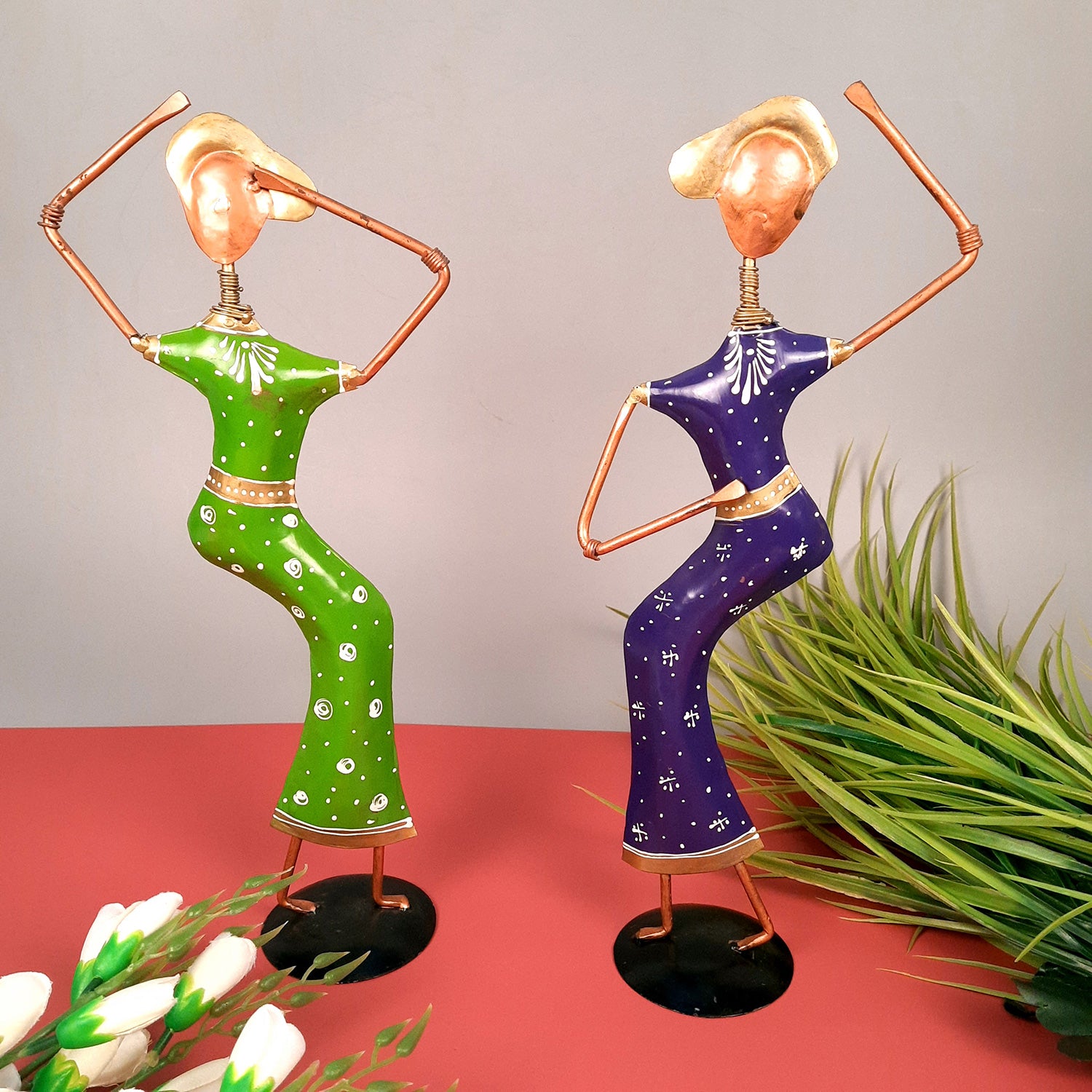 Showpiece Set - Dancing Girl Figurines | Decorative Showpieces - for Home, Bedroom, Living Room, Office Desk & Table | Gifts For Wedding, Housewarming - 15 Inch (Set of 2) - Apkamart