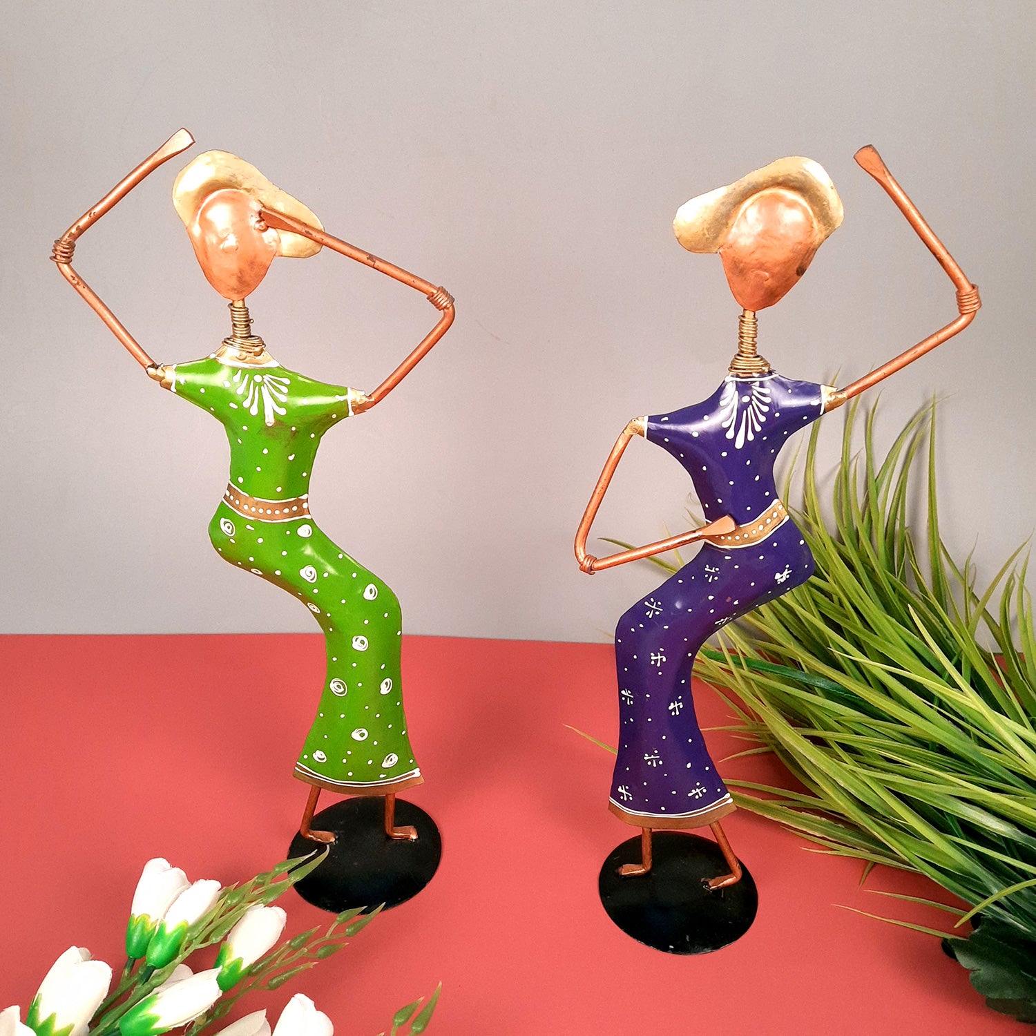 Showpiece Set - Dancing Girl Figurines | Decorative Showpieces - for Home, Bedroom, Living Room, Office Desk & Table | Gifts For Wedding, Housewarming - 15 Inch (Set of 2) - Apkamart