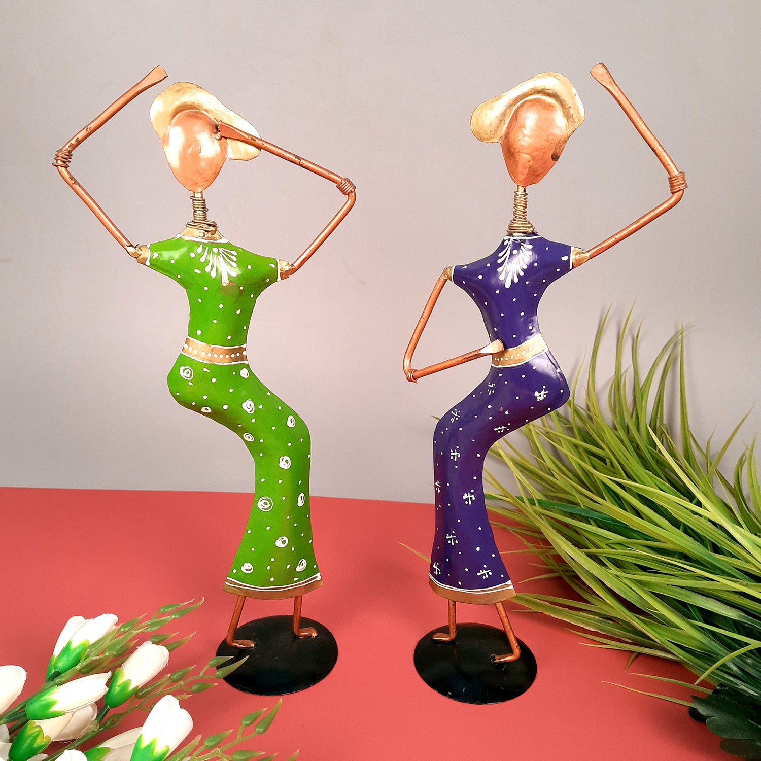 Showpiece Set - Dancing Girl Figurines | Decorative Showpieces - for Home, Bedroom, Living Room, Office Desk & Table | Gifts For Wedding, Housewarming - 15 Inch (Set of 2) - Apkamart