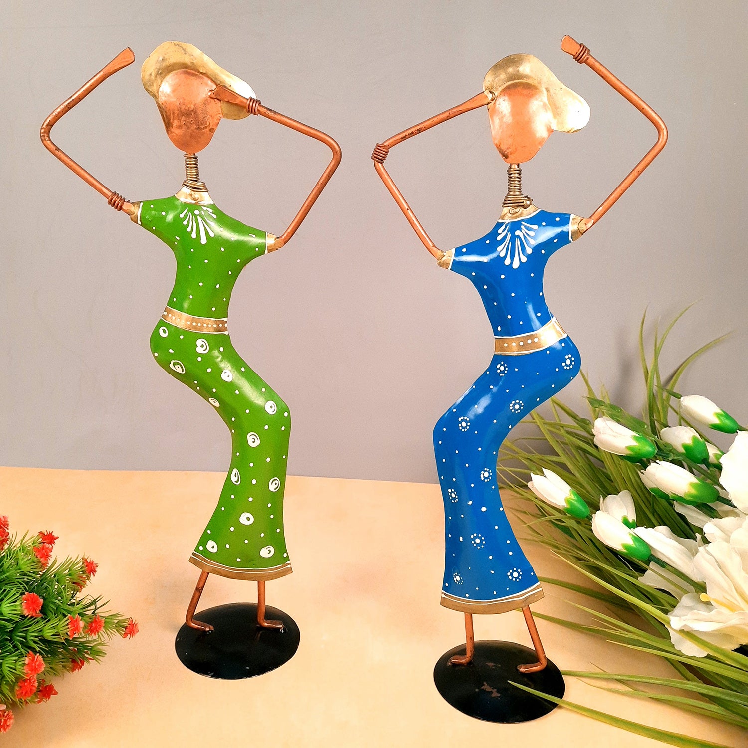 Showpiece Set - Dancing Girl Figurines | Decorative Showpieces - for Home, Bedroom, Living Room, Office Desk & Table | Gifts For Wedding, Housewarming - 15 Inch (Set of 2) - Apkamart