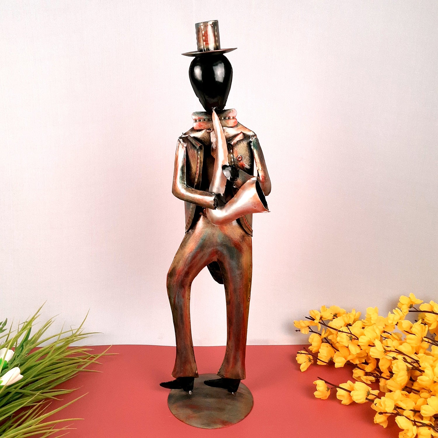 Showpiece Musician Playing Saxophone | Big Decorative Figurine - For Home, Corner Decor, Living Room Decoration & Gifts - 25 Inch - Apkamart