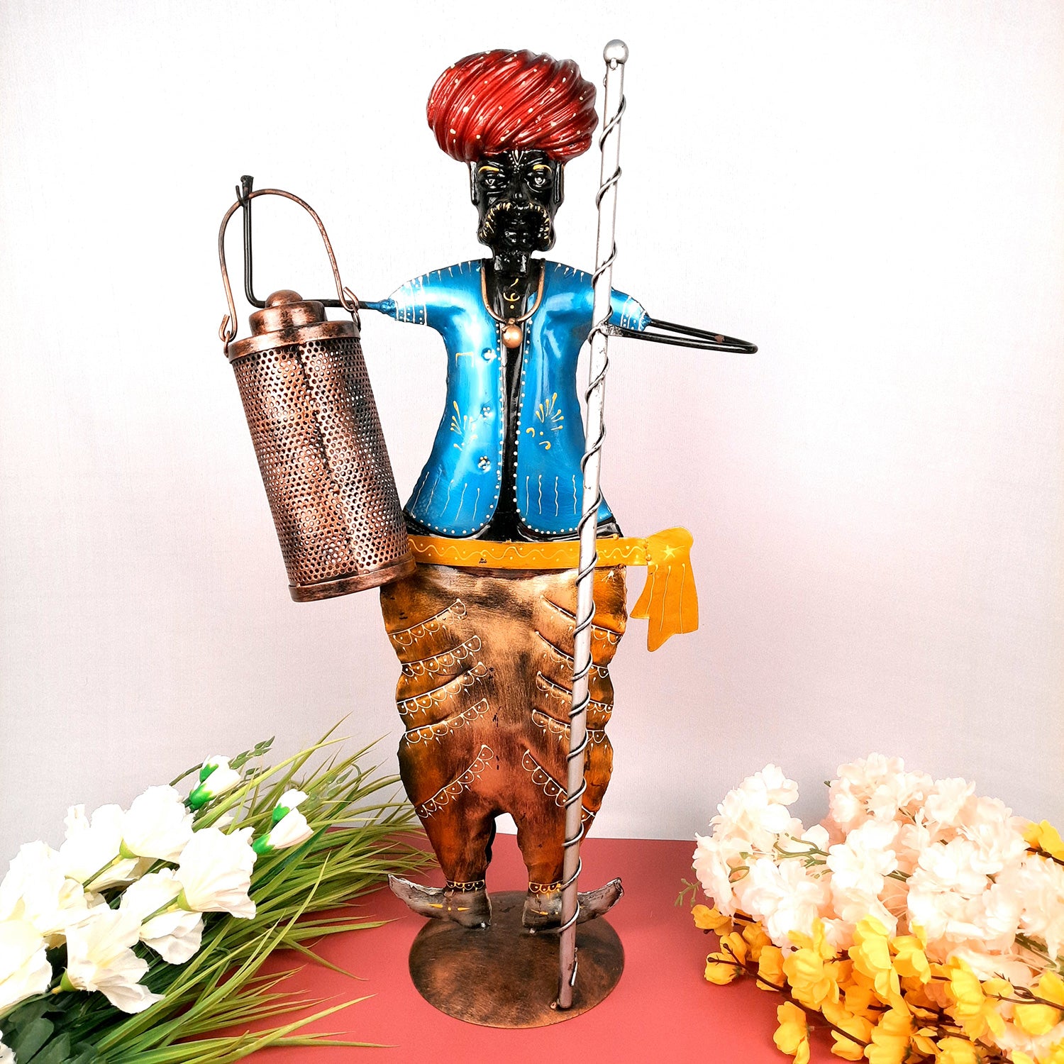 Darban Showpiece | Village Man With Lantern Figurine | Big Showpieces for Living Room - For for Home, Entrance, Corner, Living Room, Office Decor & Gifts - 28 Inch - Apkamart #style_Design 1