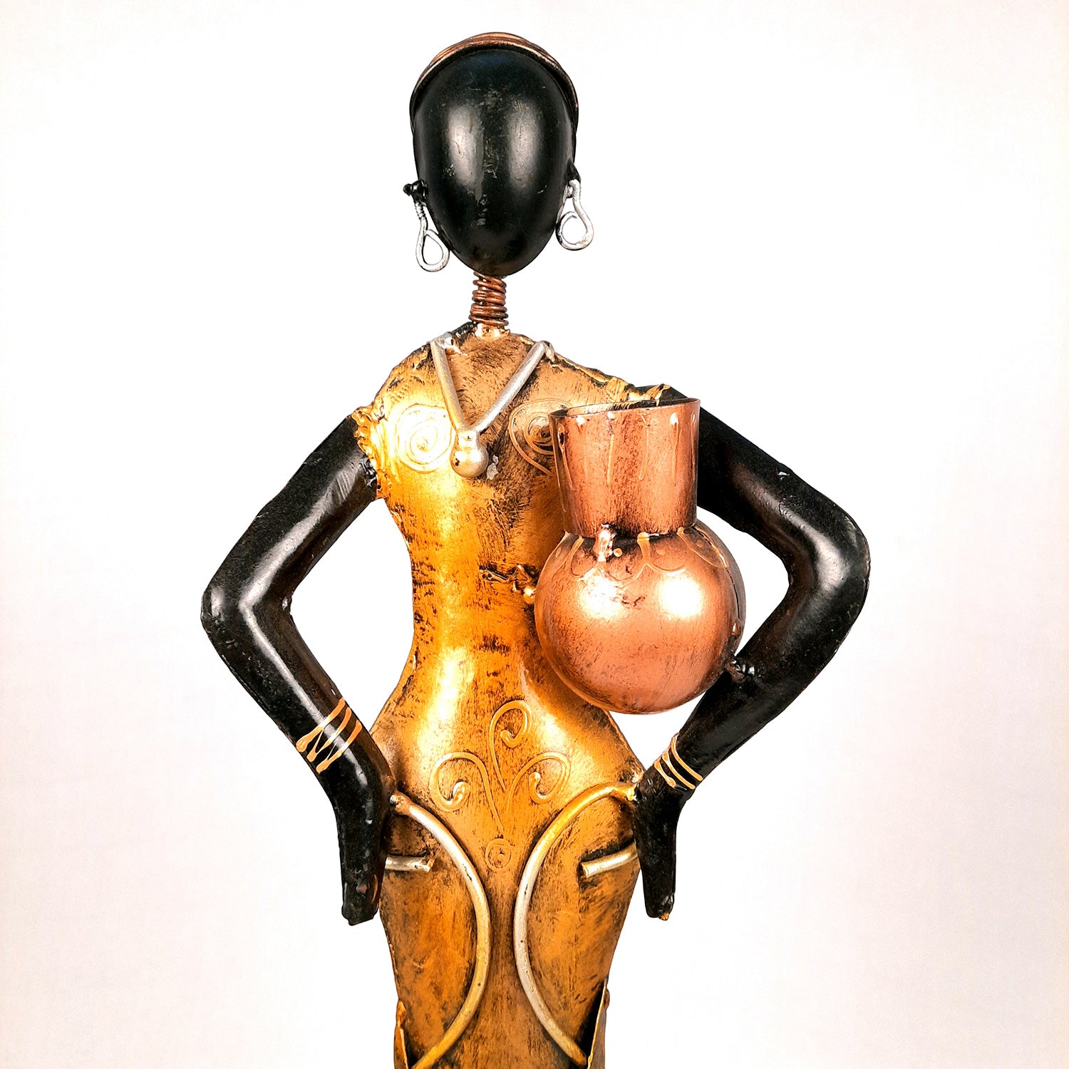 Decorative Showpiece Lady Holding Pot Design | Figurine for Home, Living Room, TV unit & Bedroom Decor | Show Piece For Office Desk & Gifts - 22 Inch - Apkamart