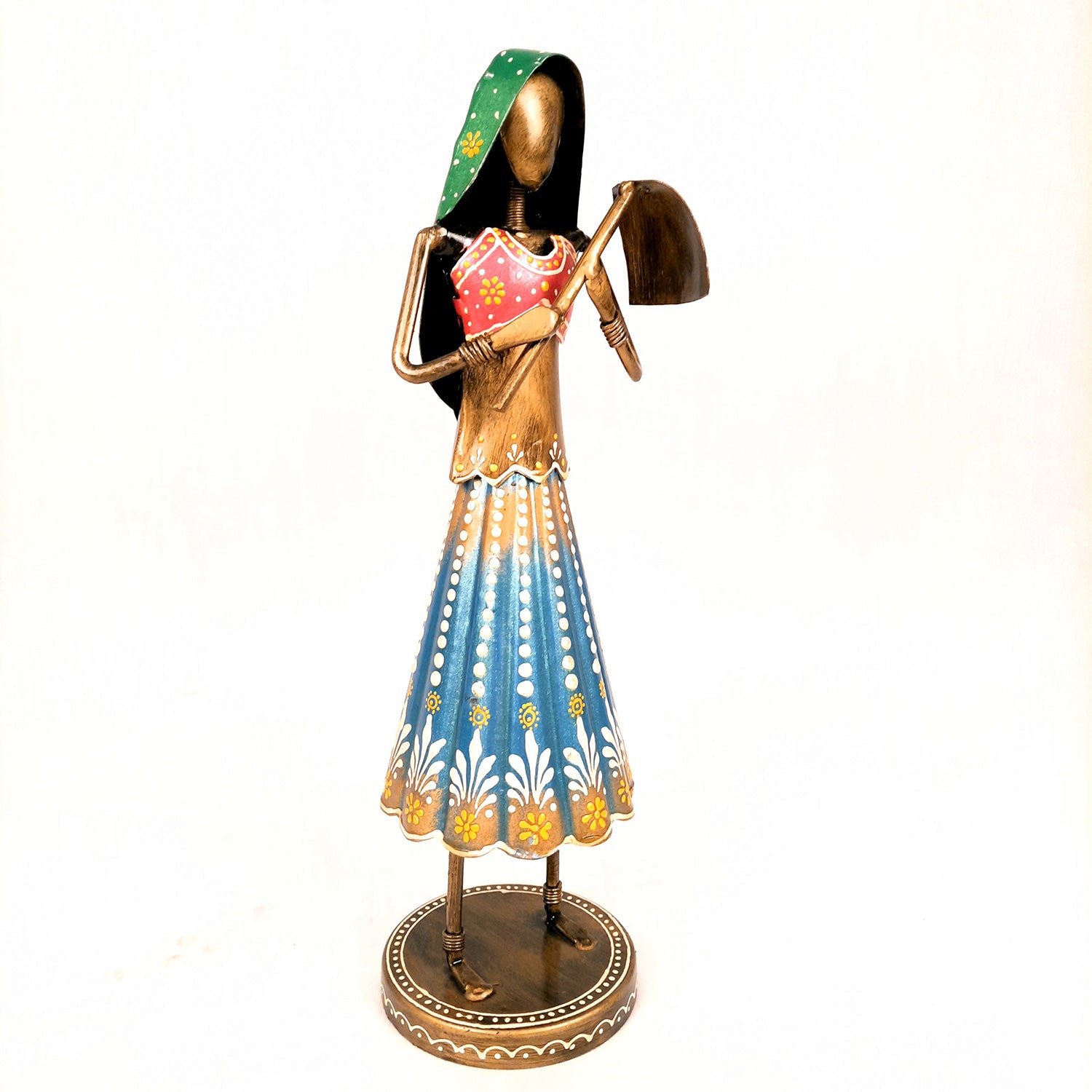 Showpiece Village Worker Ladies | Artifacts for Home, Table, Living Room, TV Unit & Bedroom Decor | Decorative Show piece for Office Desk & Gifts - 15 Inch (Set of 2) - Apkamart