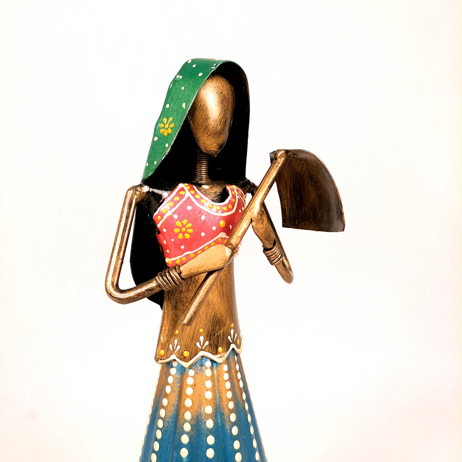 Showpiece Village Worker Ladies | Artifacts for Home, Table, Living Room, TV Unit & Bedroom Decor | Decorative Show piece for Office Desk & Gifts - 15 Inch (Set of 2) - Apkamart