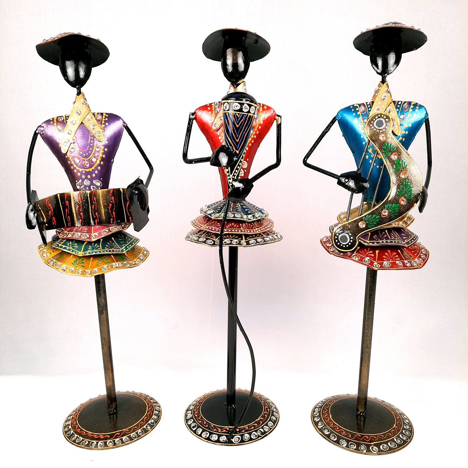 Showpiece Figurines Musician Set | Long Showpieces for Home, Table, Living Room, TV Unit & Bedroom Decor | Decorative Show piece for Gifts - 21 Inch (Set of 3) - Apkamart