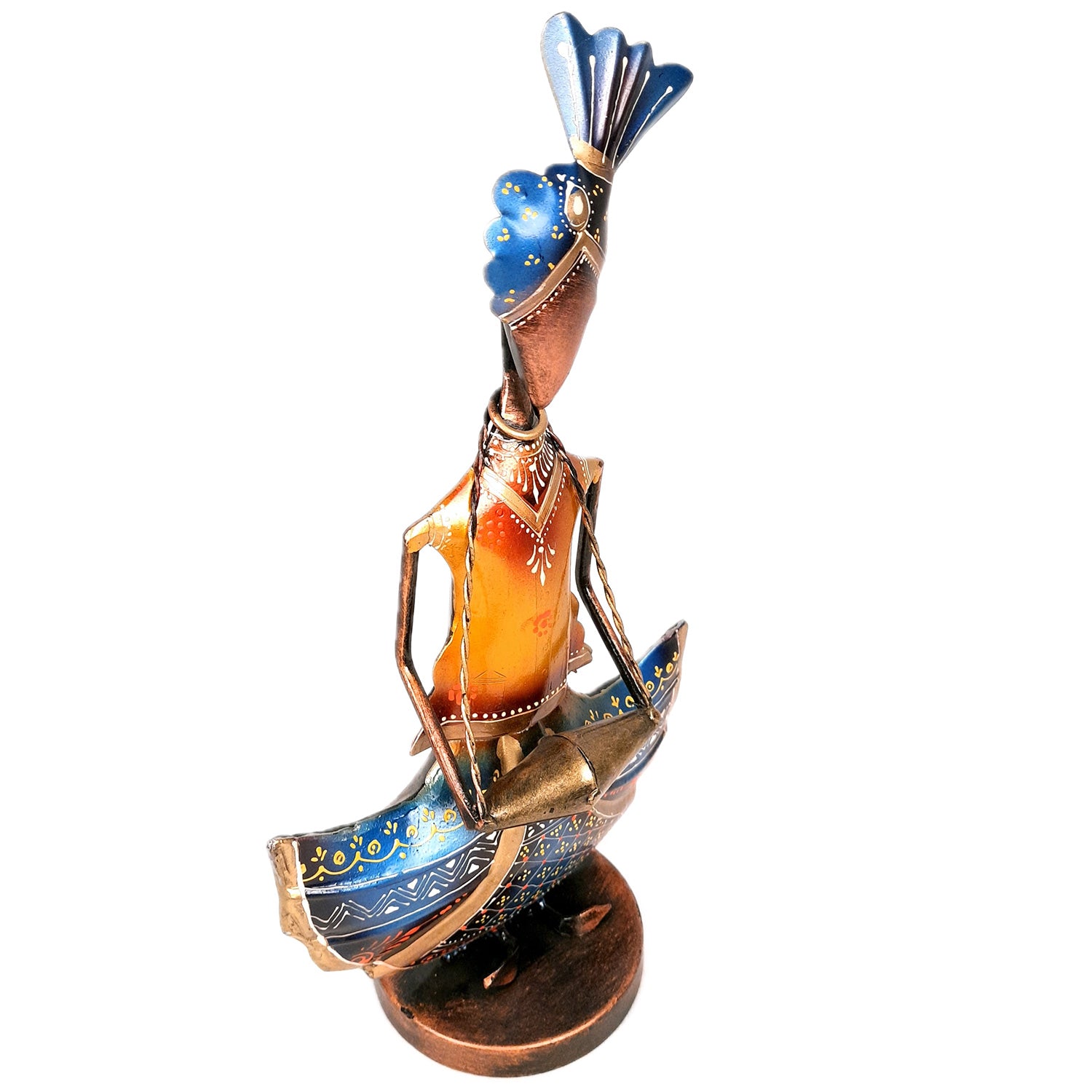 Showpiece Folk Musician | Decorative Musician Wearing Pagdi Figurine - For Home, Table, Living Room, TV Unit Decor & Gifts - 12 Inch - Apkamart