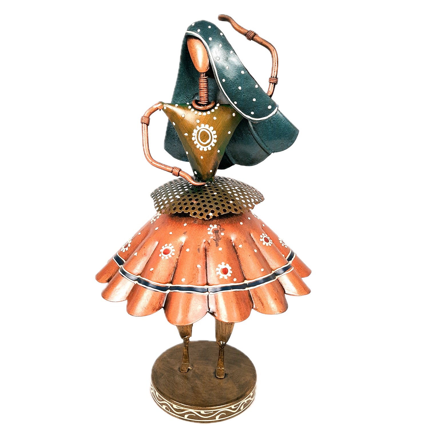 Dancing Lady Figurines Set of 3 | Handcrafted Metal Dolls - for Home, Table Decor, Living room & Gifts - 9 Inch (Pack of 3) - Apkamart #Style_Design 2