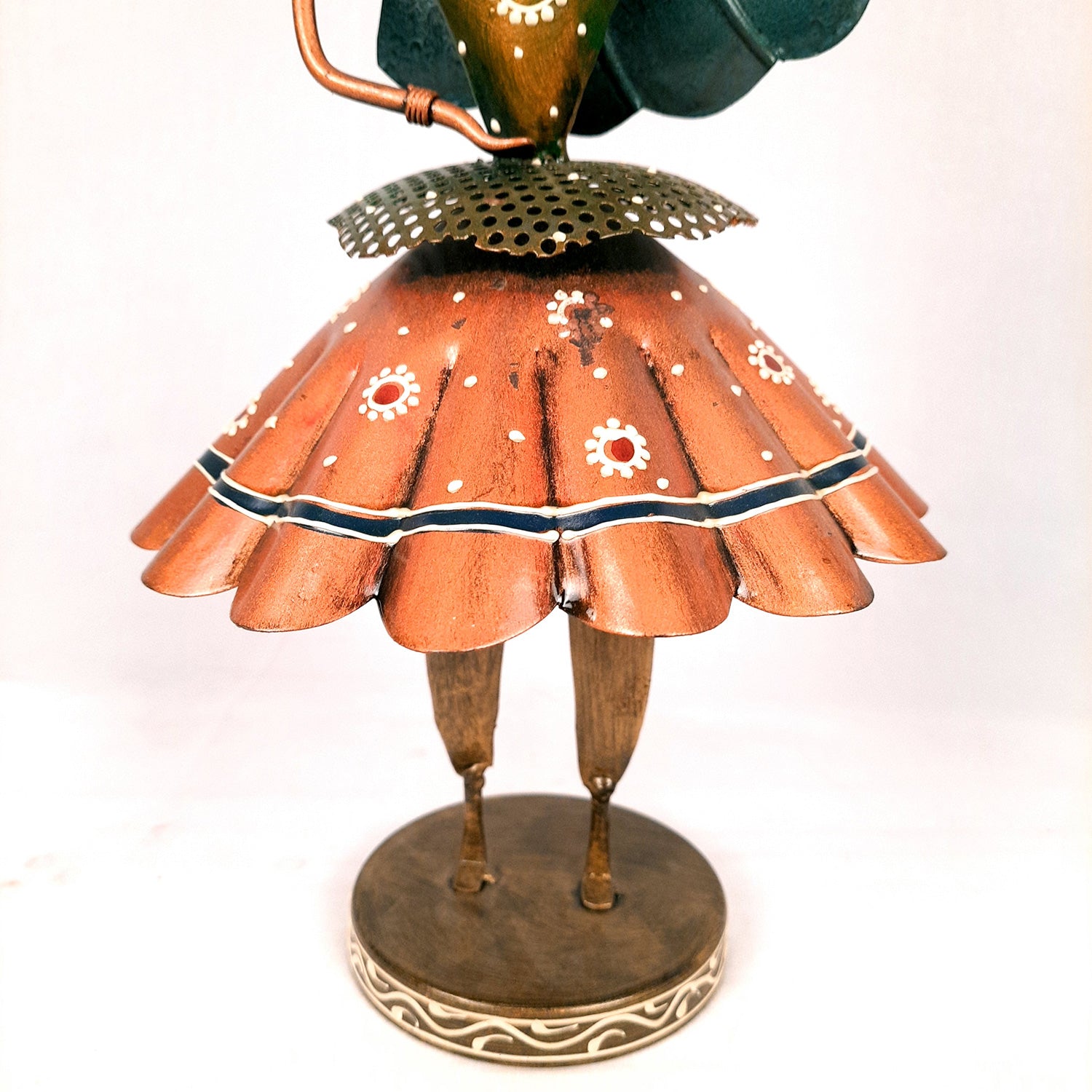 Dancing Lady Figurines Set of 3 | Handcrafted Metal Dolls - for Home, Table Decor, Living room & Gifts - 9 Inch (Pack of 3) - Apkamart #Style_Design 2