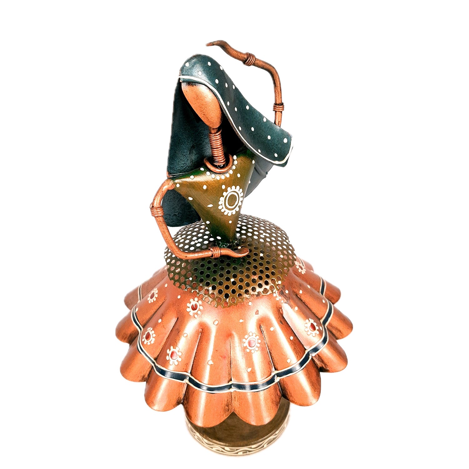Dancing Lady Figurines Set of 3 | Handcrafted Metal Dolls - for Home, Table Decor, Living room & Gifts - 9 Inch (Pack of 3) - Apkamart #Style_Design 2