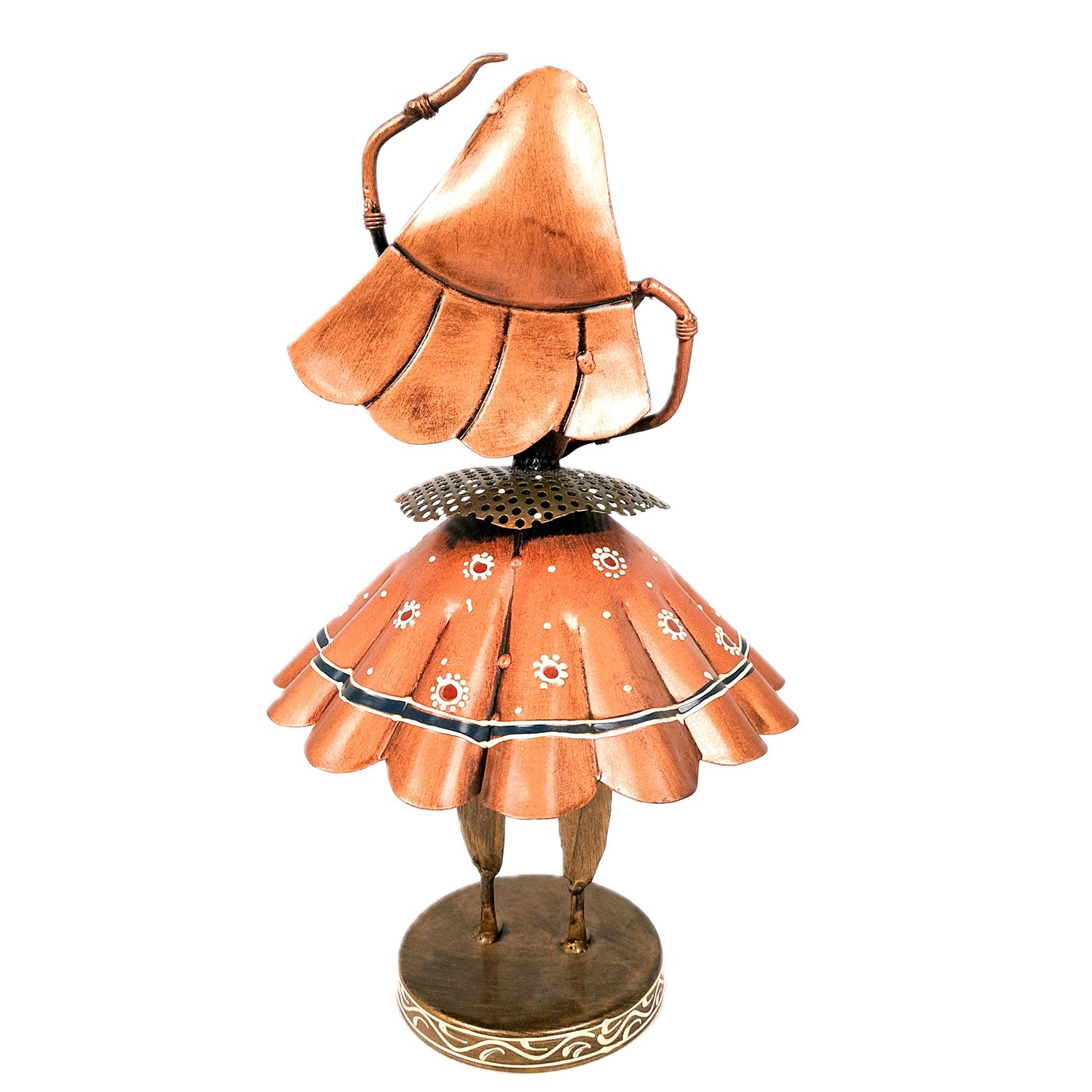 Dancing Lady Figurines Set of 3 | Handcrafted Metal Dolls - for Home, Table Decor, Living room & Gifts - 9 Inch (Pack of 3) - Apkamart #Style_Design 2