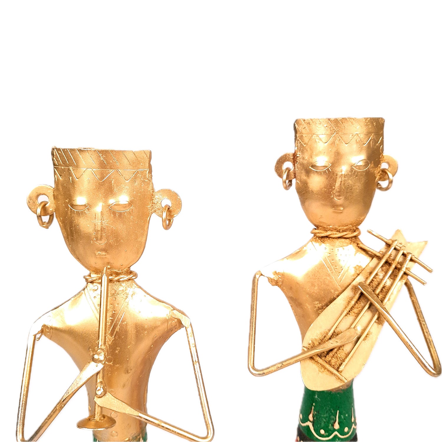 Tribal Musicians Figurines - for Home, Bedroom, Living Room, Office Desk, Table Decor & Gifts - 12 Inch (Set of 2)