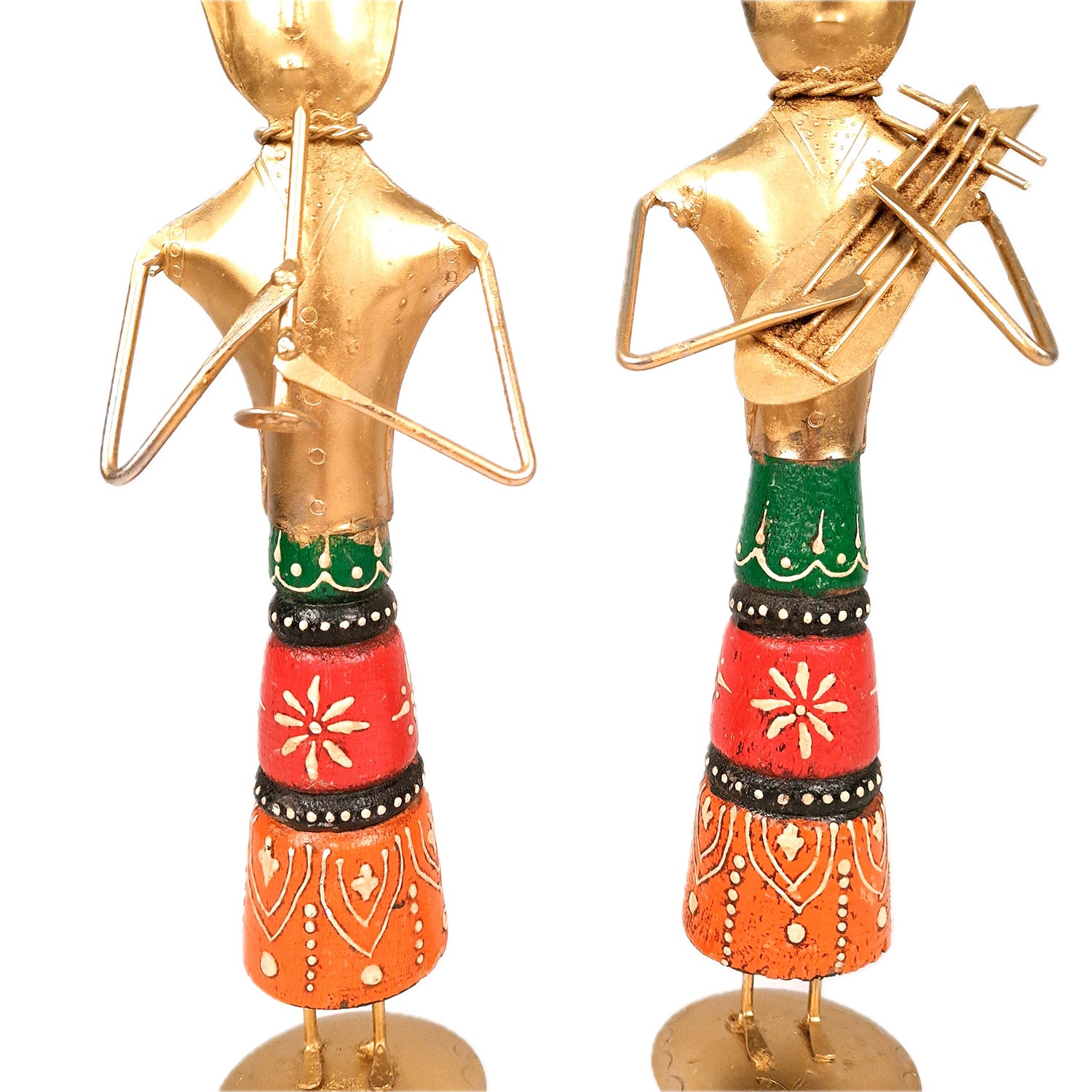 Tribal Musicians Figurines - for Home, Bedroom, Living Room, Office Desk, Table Decor & Gifts - 12 Inch (Set of 2)