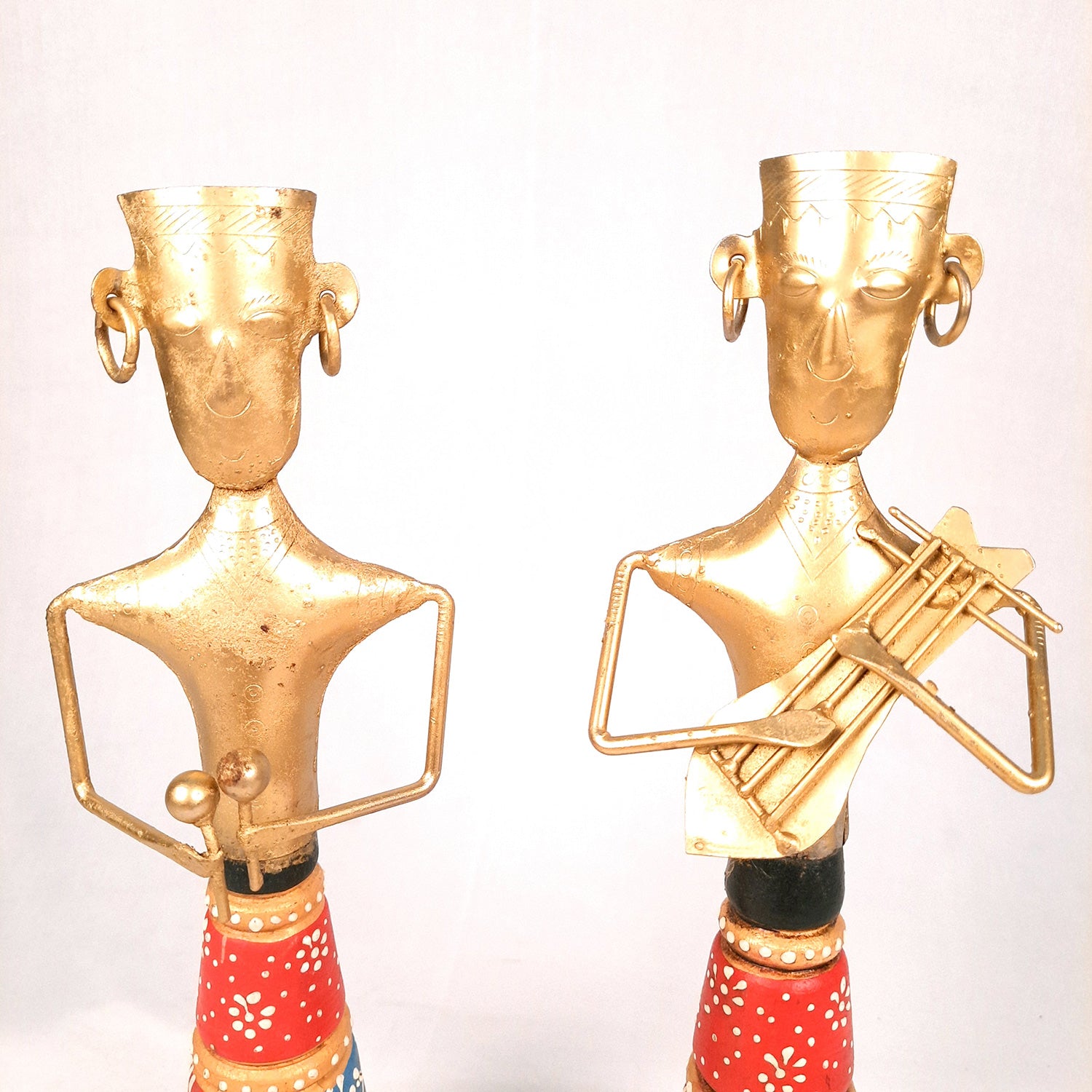 Showpiece Musician Set | Tribal Musician Figurine - For Home, Table, Living Room & TV Unit Decor | Show Piece For Office Desk & Gifts - 12 Inch (Set of 2)