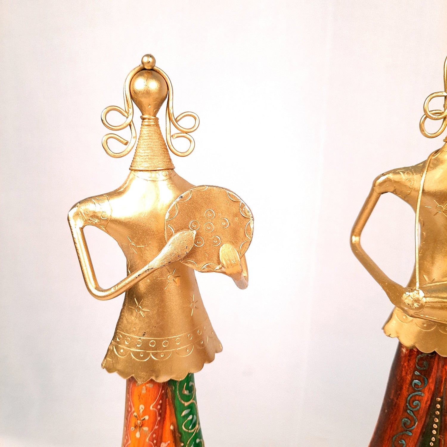 Showpiece Folk Musician Ladies | Handicraft Figurines - For Table, Living Room, Bedroom & TV Unit| Show Piece For Office Desk & Gifts - 13 Inch (Set of 3) - Apkamart